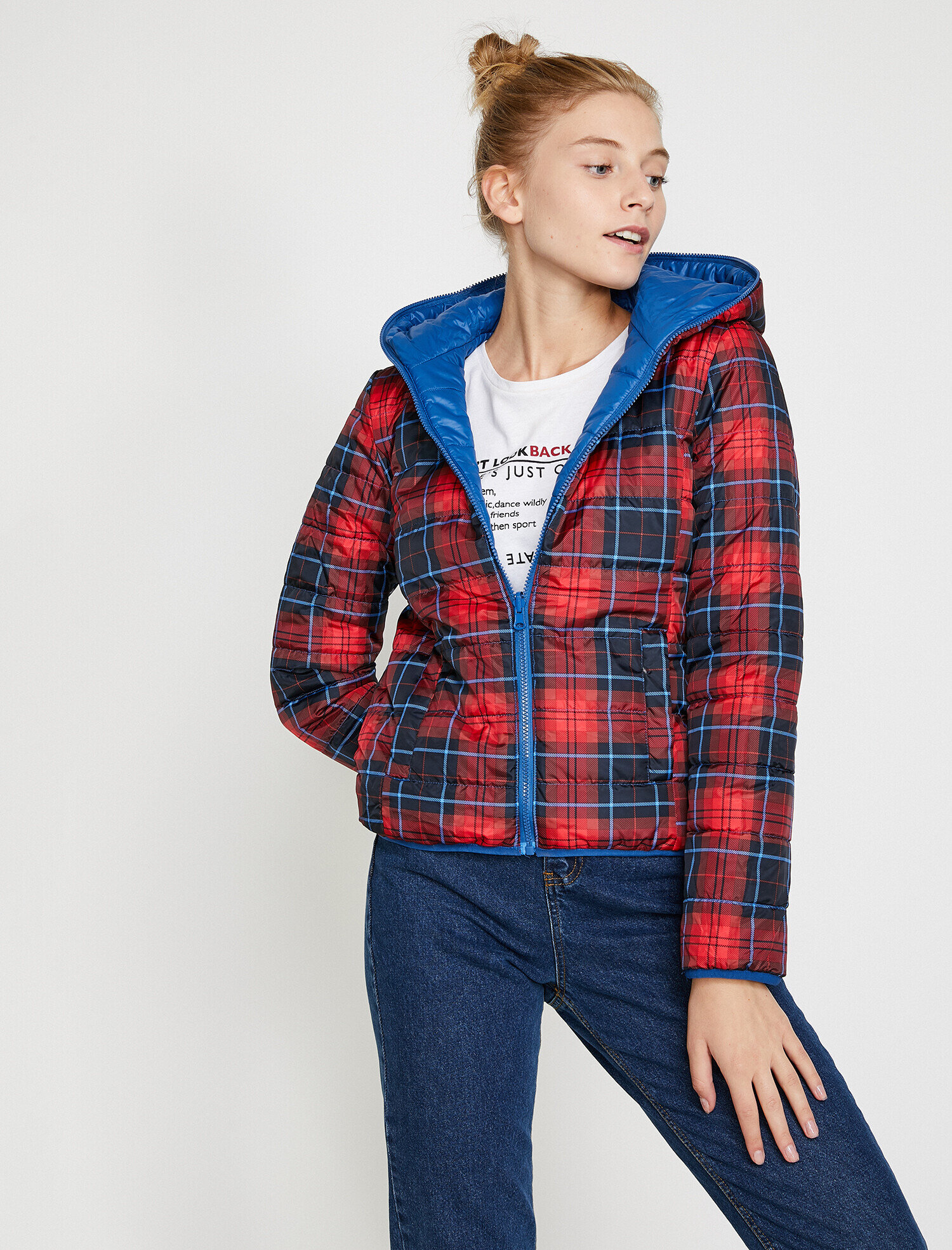   Desenli Şişme Mont