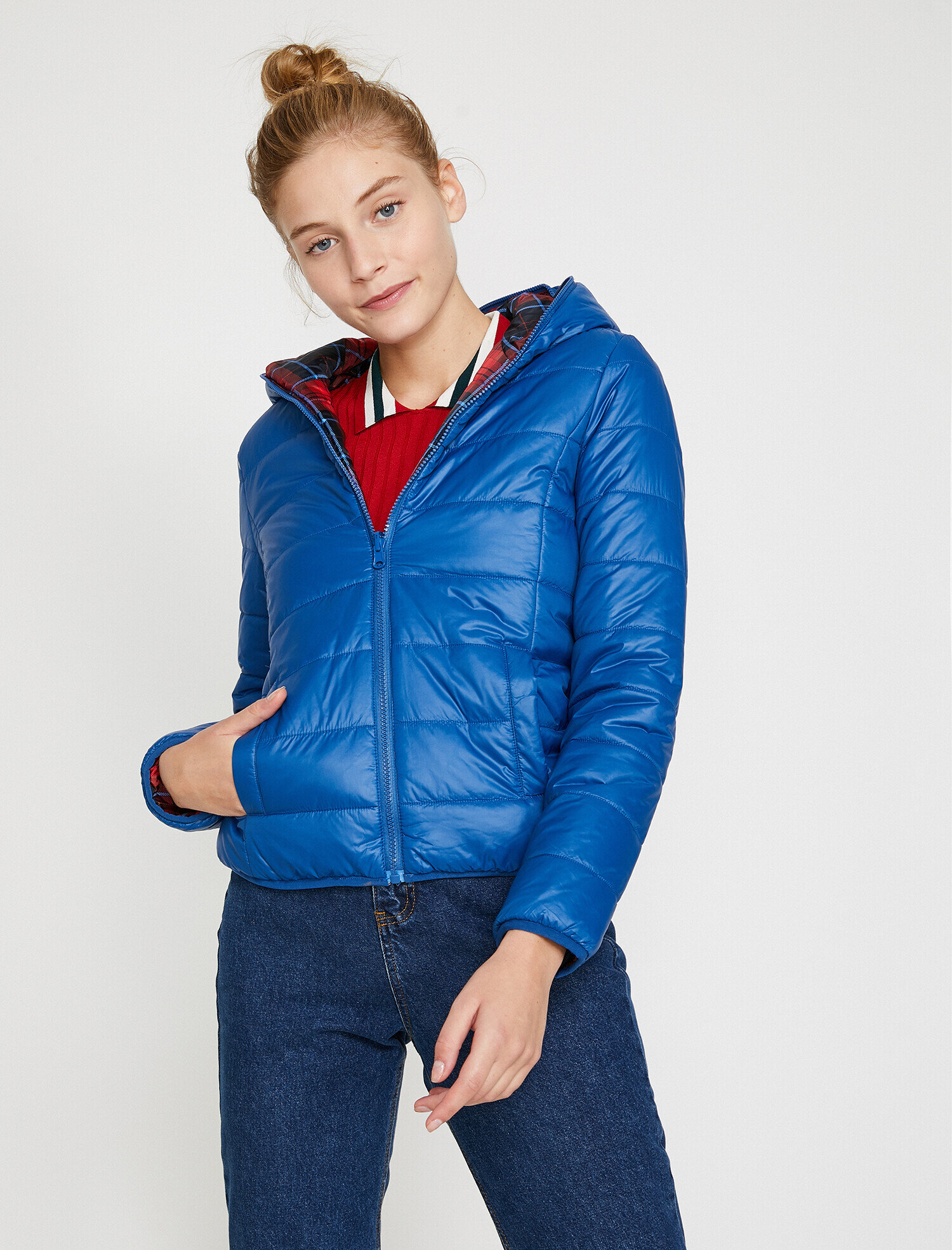   Desenli Şişme Mont