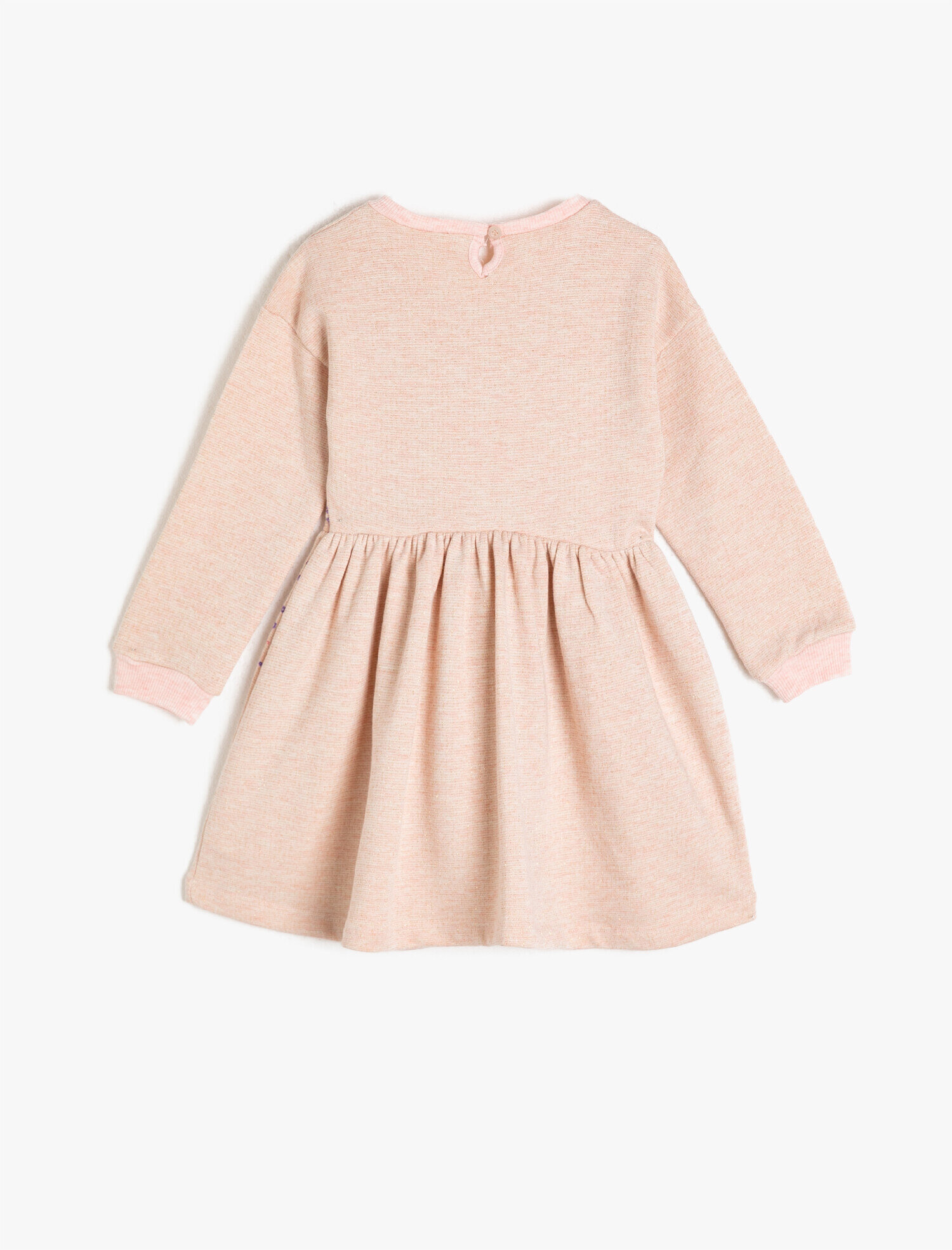  Kız Çocuk Bisiklet Yaka Uzun Kollu Pullu Elbise