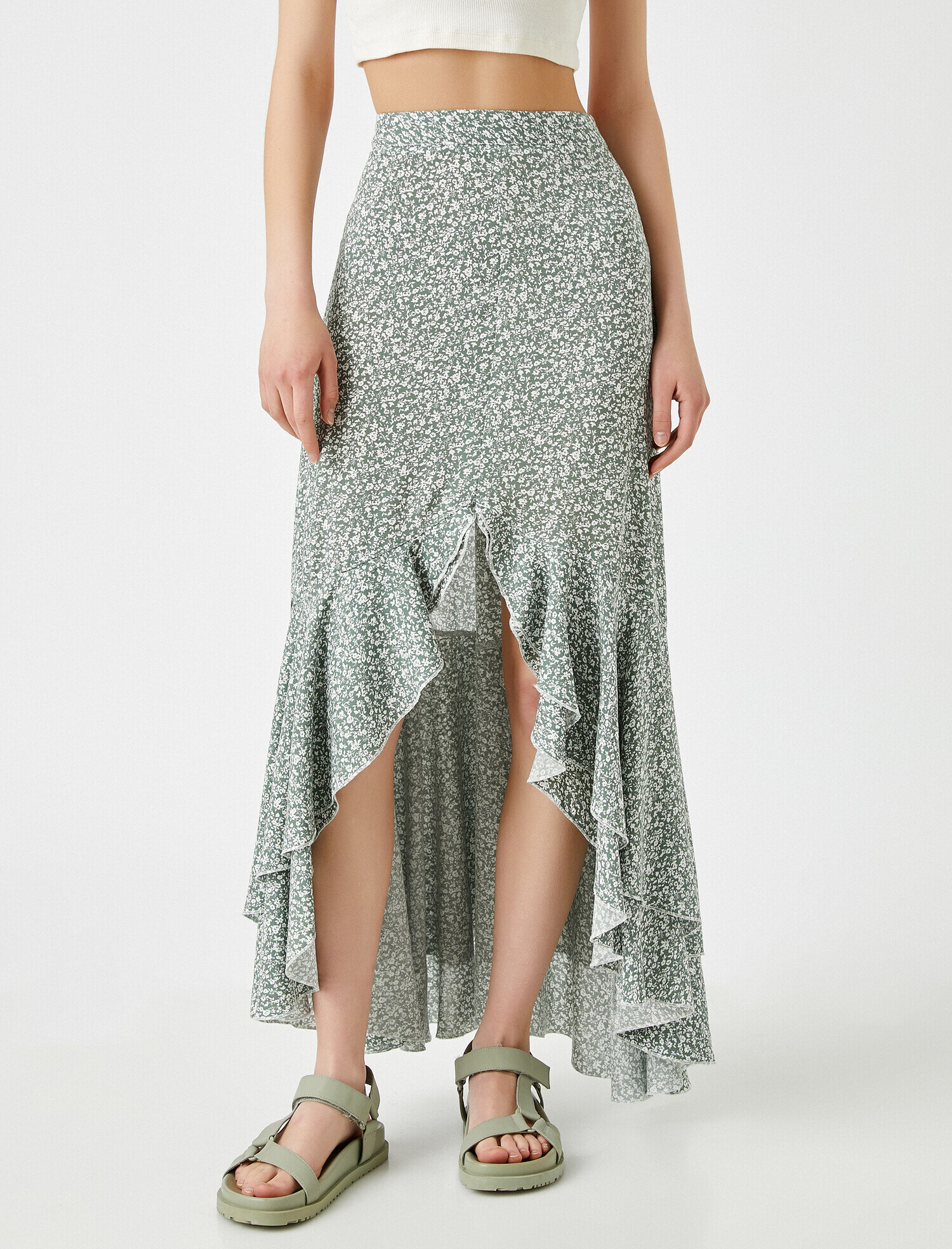 Çiçekli Etek Asimetrik