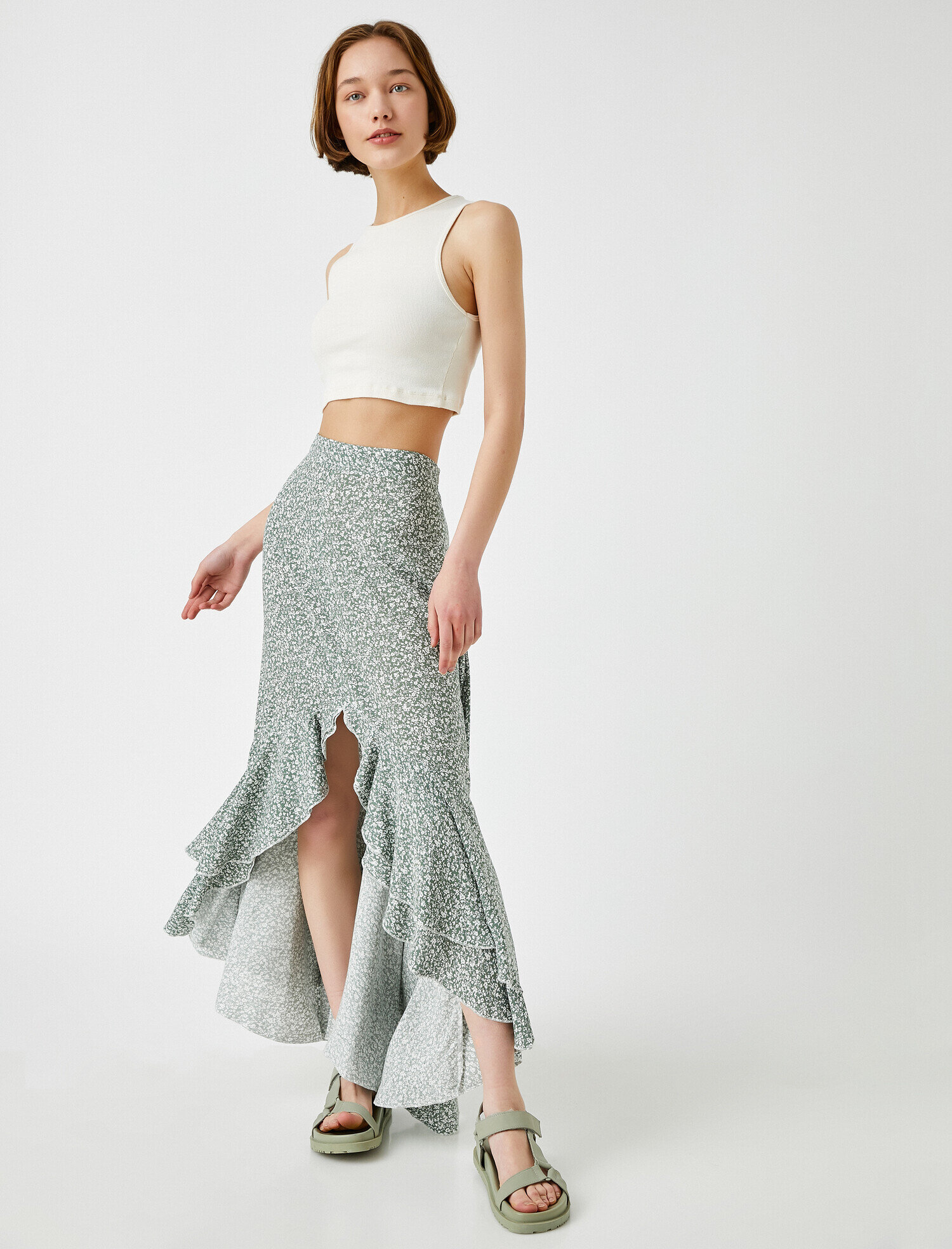 Çiçekli Etek Asimetrik