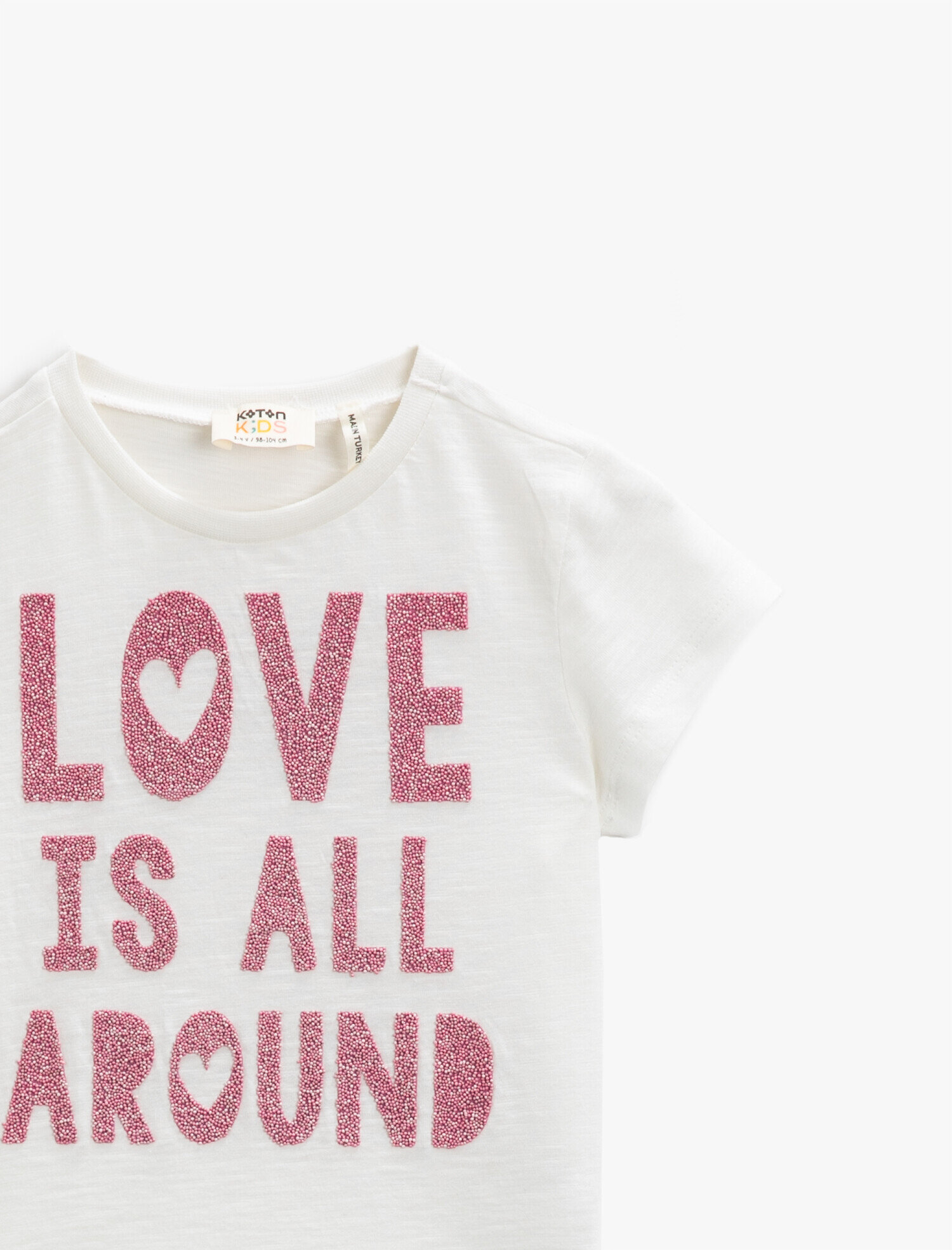  Kız Çocuk Kısa Kollu Tişört Yazılı Baskılı Pamuklu