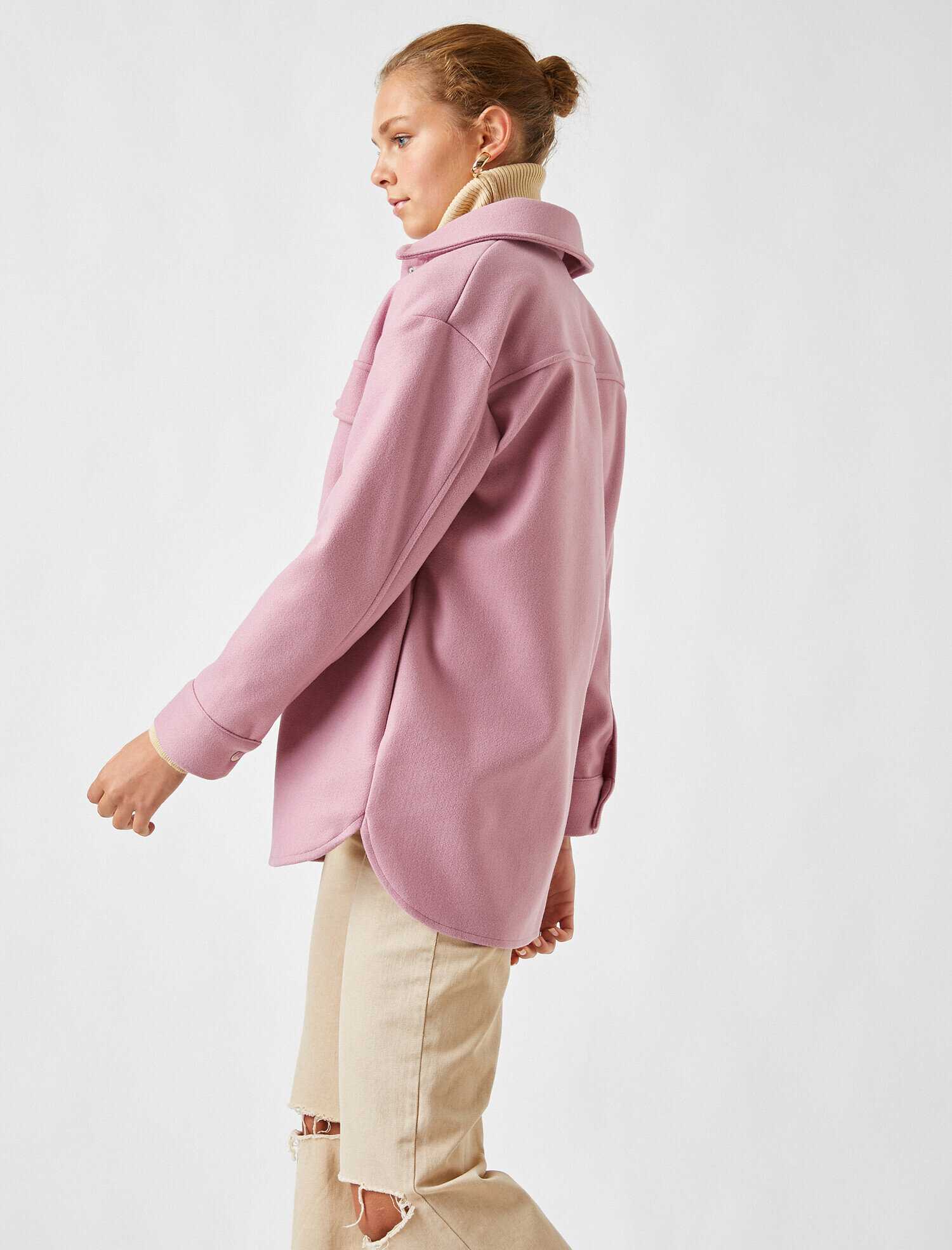   Cepli Katlı Yaka Kaşe Gömlek Ceket