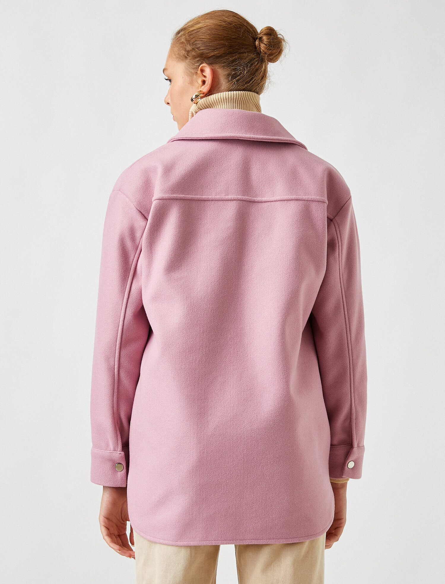   Cepli Katlı Yaka Kaşe Gömlek Ceket