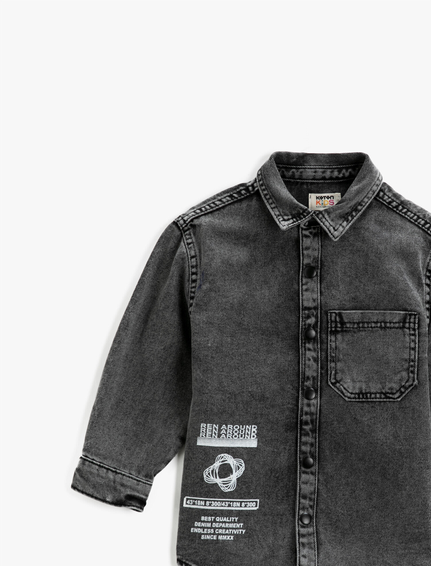  Erkek Çocuk Baskılı Kot Ceket Uzun Kollu Pamuklu