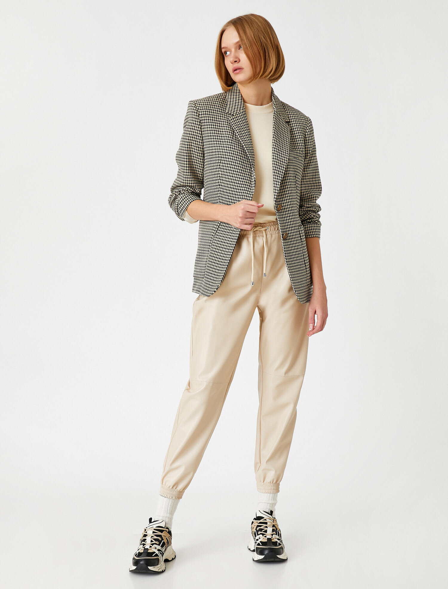   Suni Deri Jogger Pantolon