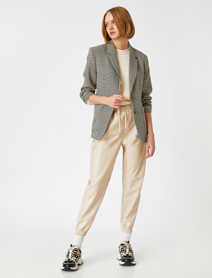  Suni Deri Jogger Pantolon