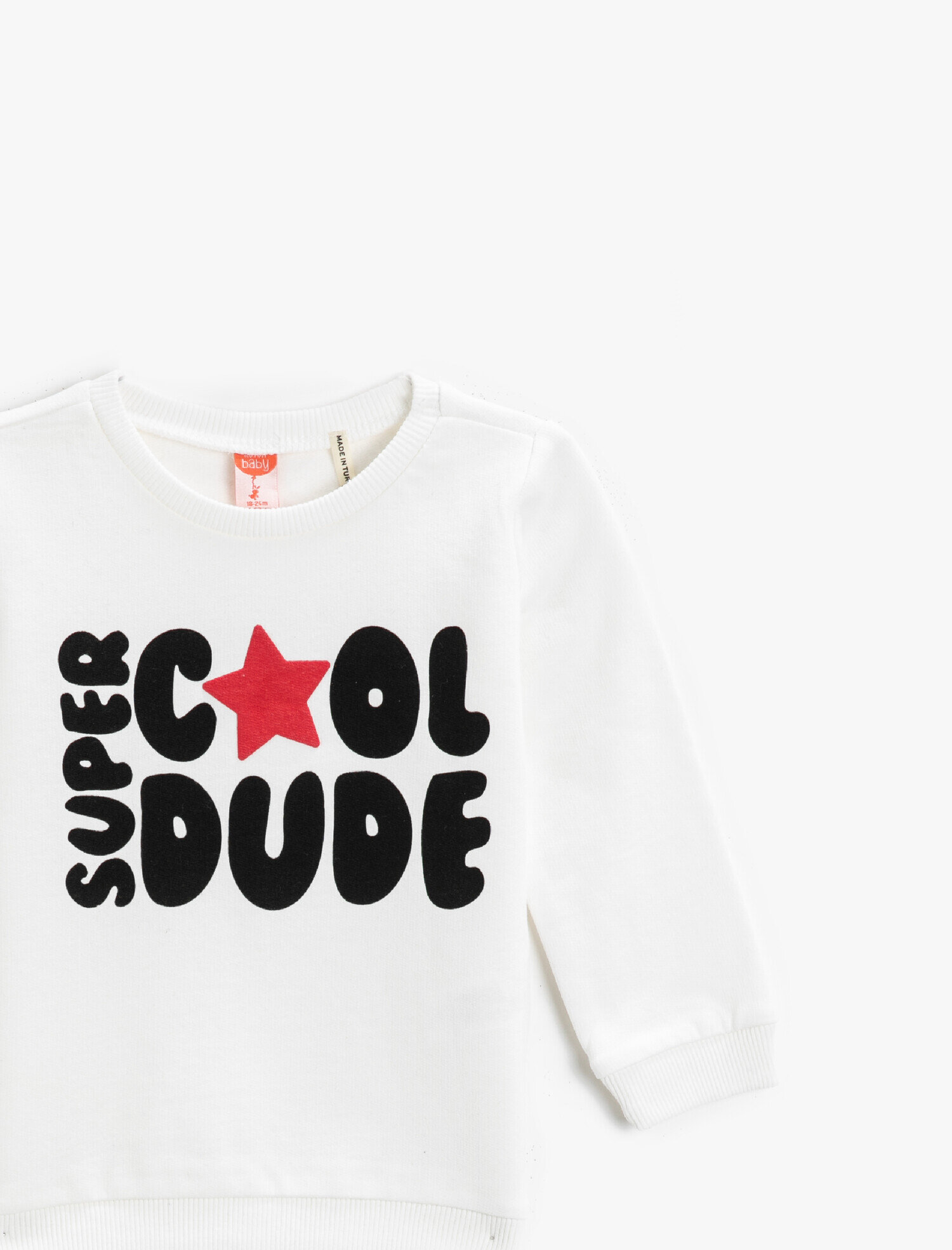  Erkek Bebek Yazı Baskılı Sweatshirt Bisiklet Yaka Pamuklu