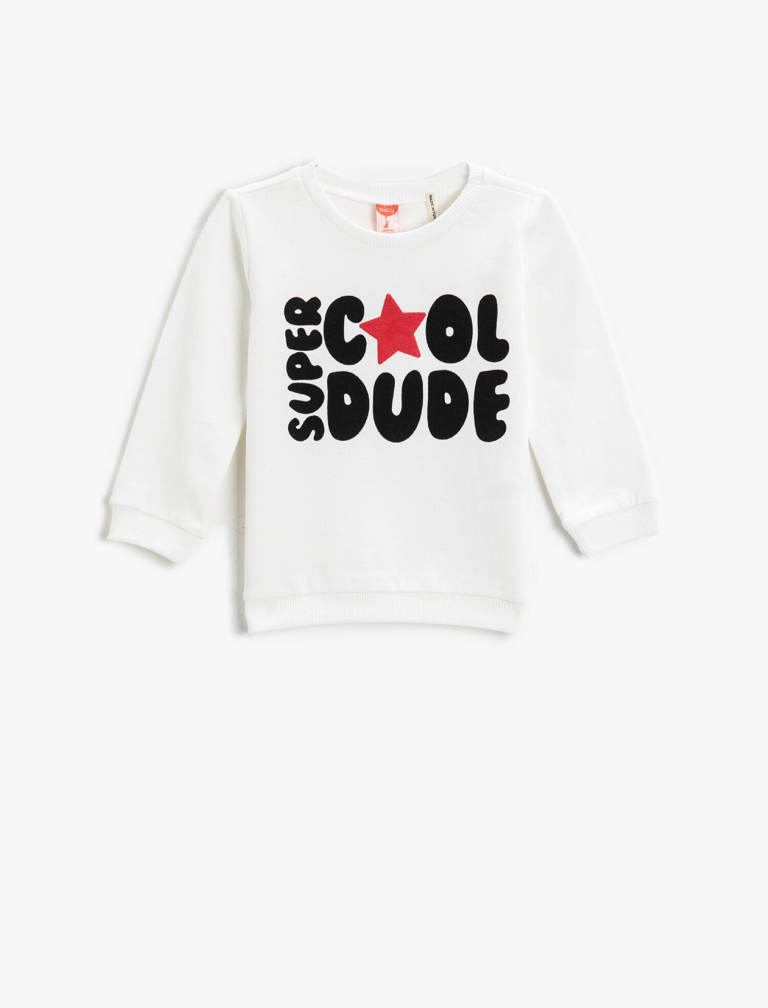  Erkek Bebek Yazı Baskılı Sweatshirt Bisiklet Yaka Pamuklu