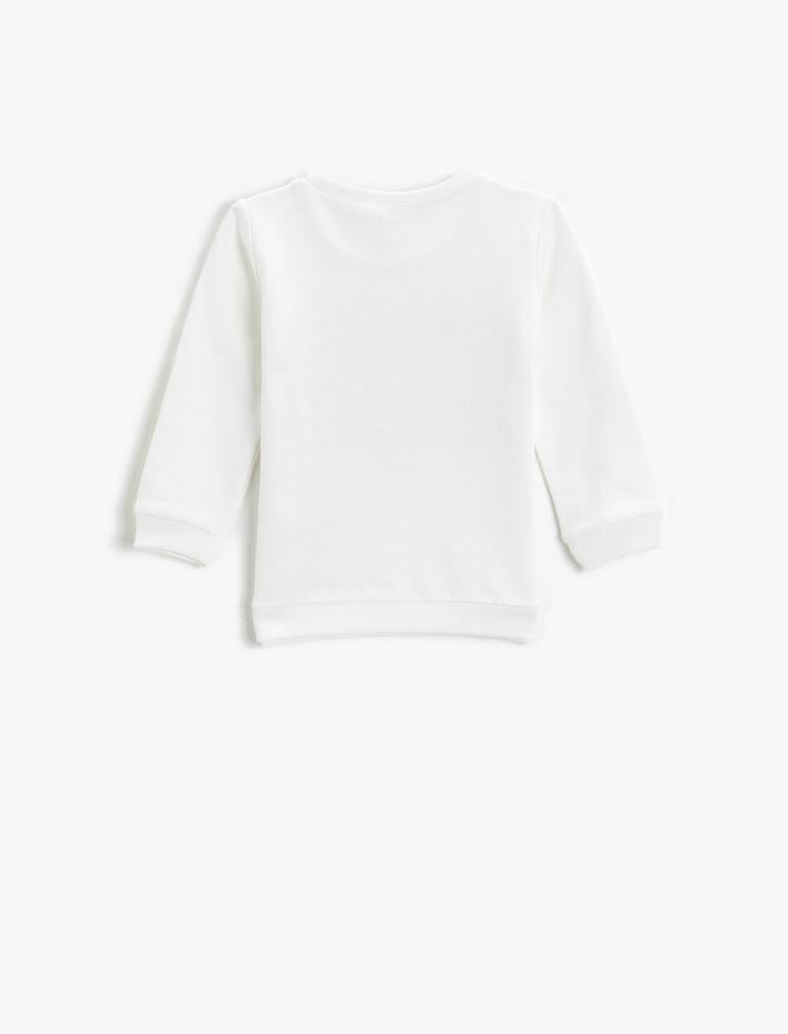 Erkek Bebek Yazı Baskılı Sweatshirt Bisiklet Yaka Pamuklu