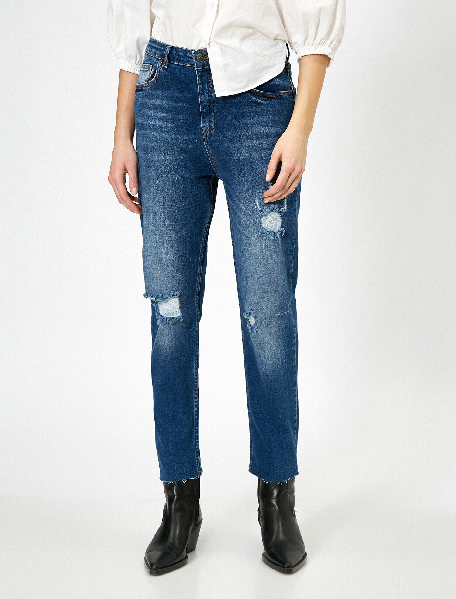   Eve Slim Jean - Yüksek Bel Normal Kesim Hafif Düz Paça Straight Jean Pantolon