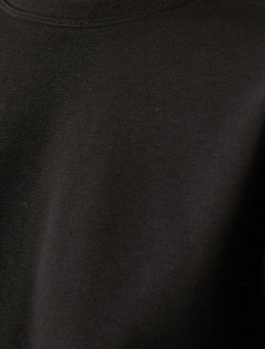   Basic Crop Sweatshirt Uzun Kollu Bisiklet Yaka Pamuklu
