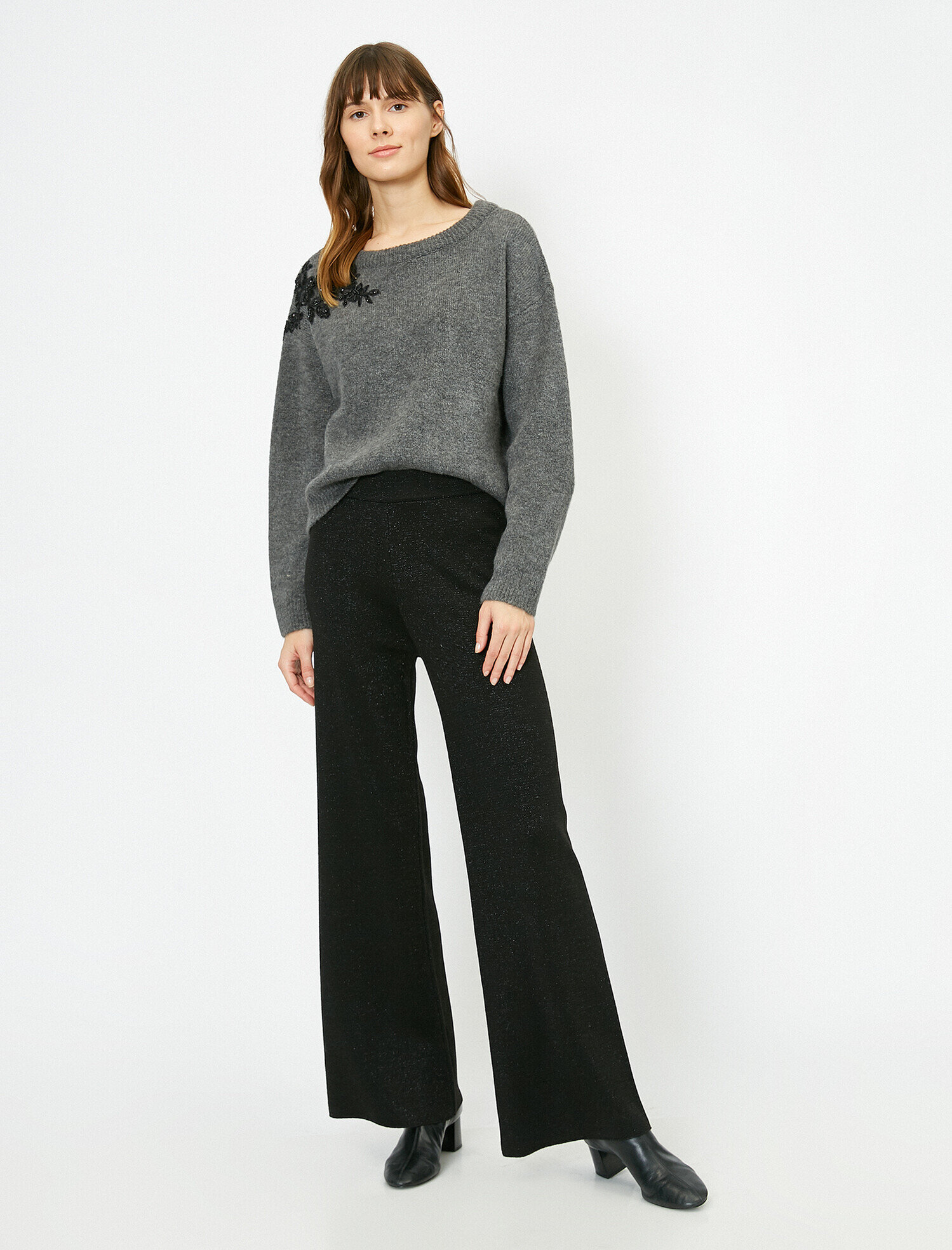   Sim Detaylı Triko Pantolon