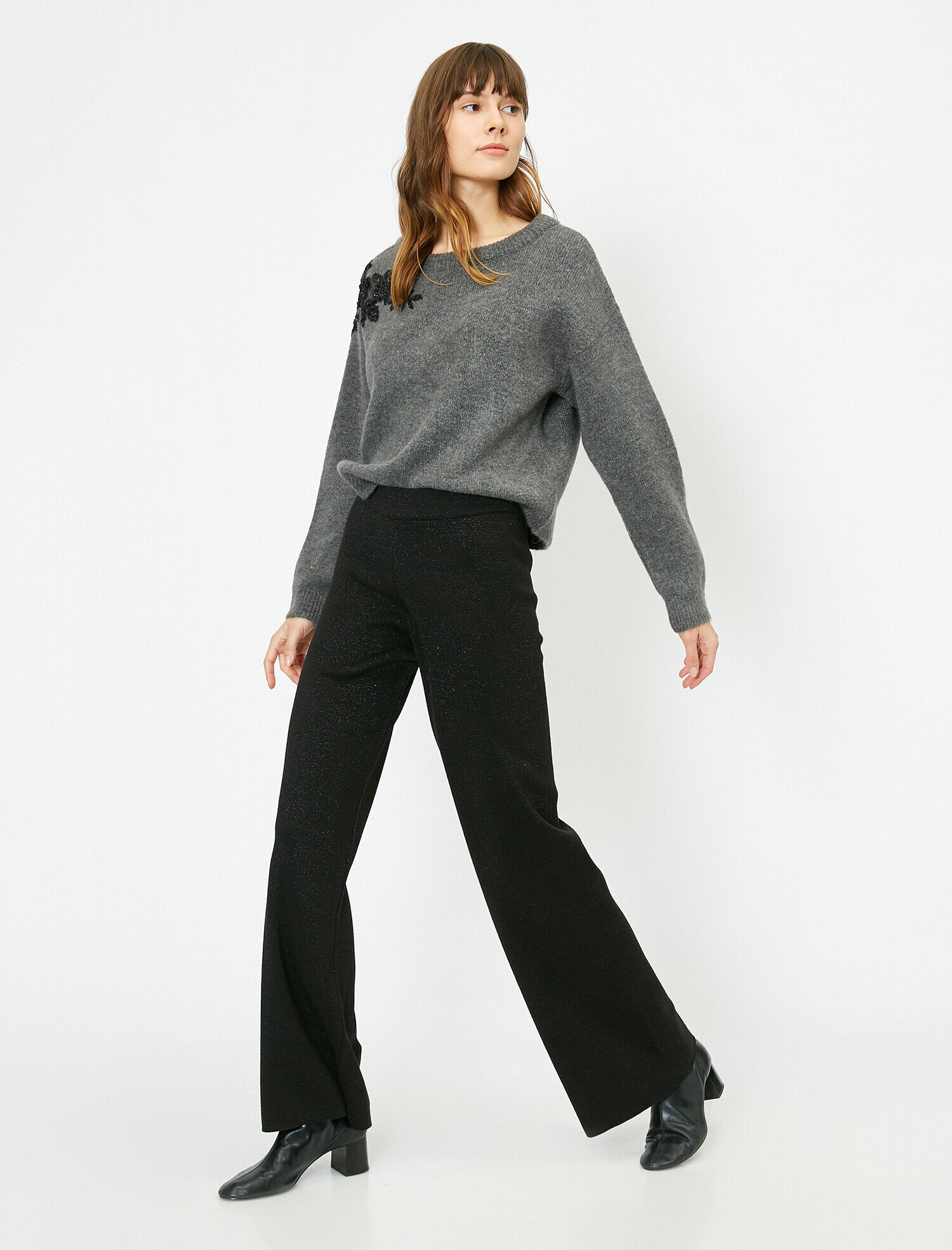   Sim Detaylı Triko Pantolon