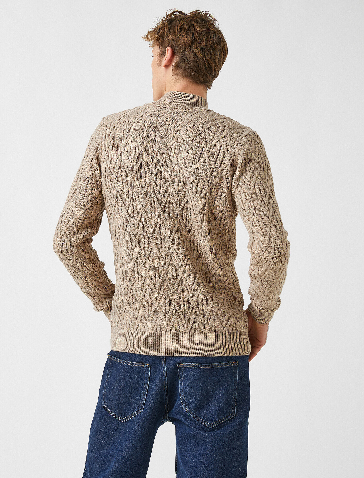   Balıkçı Yaka Jakarlı Kazak