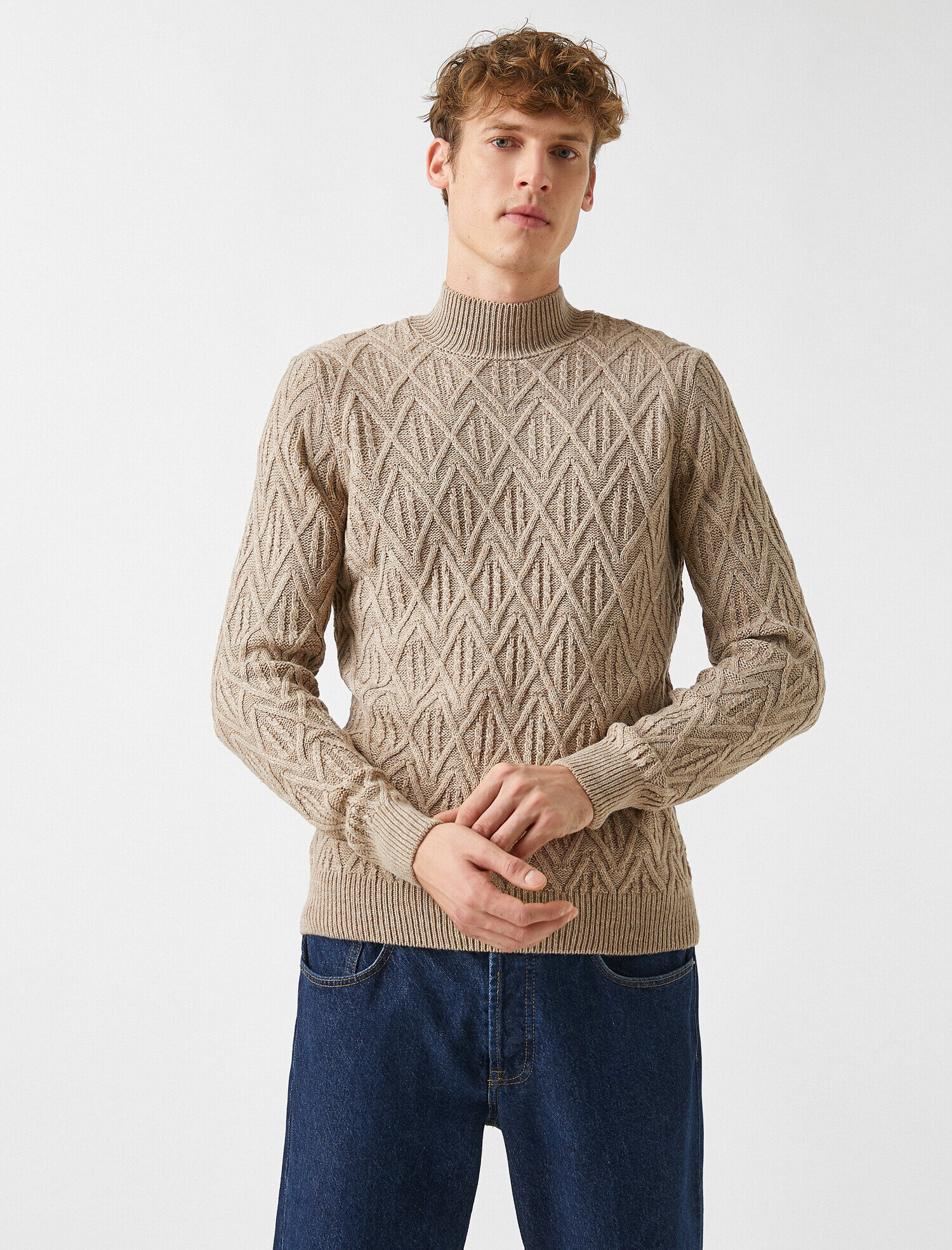   Balıkçı Yaka Jakarlı Kazak