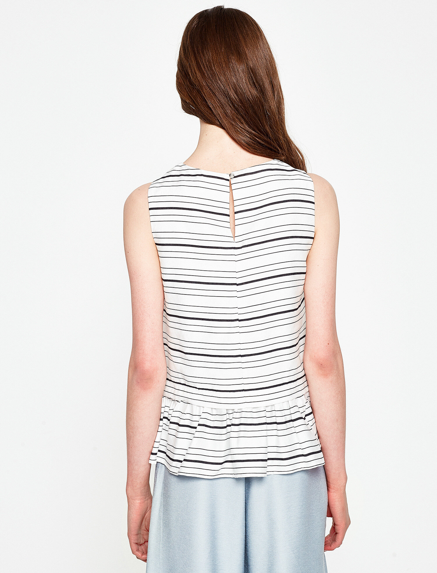   Çizgili Kolsuz Bluz