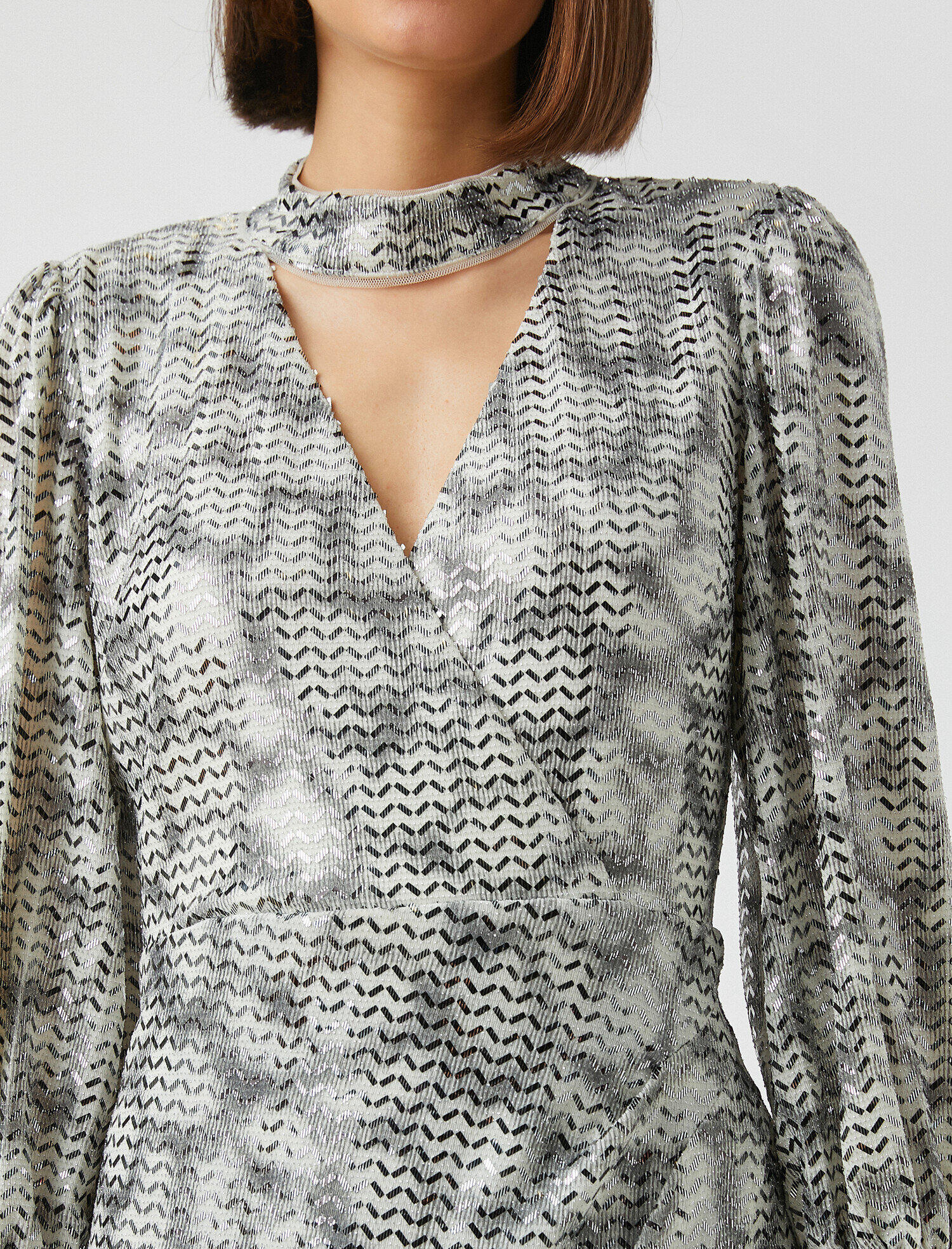   Payetli Abiye Elbise Uzun Kollu