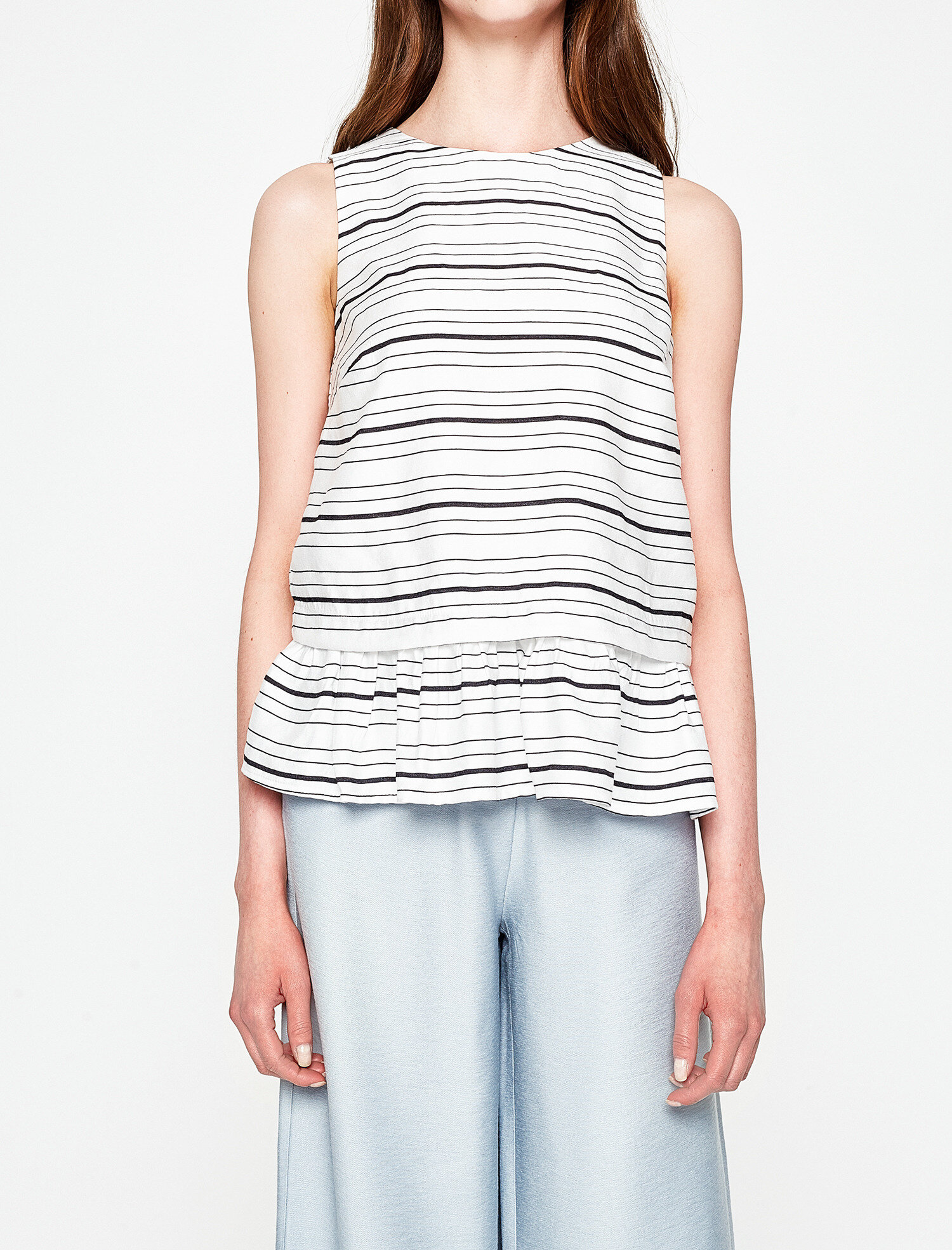   Çizgili Kolsuz Bluz