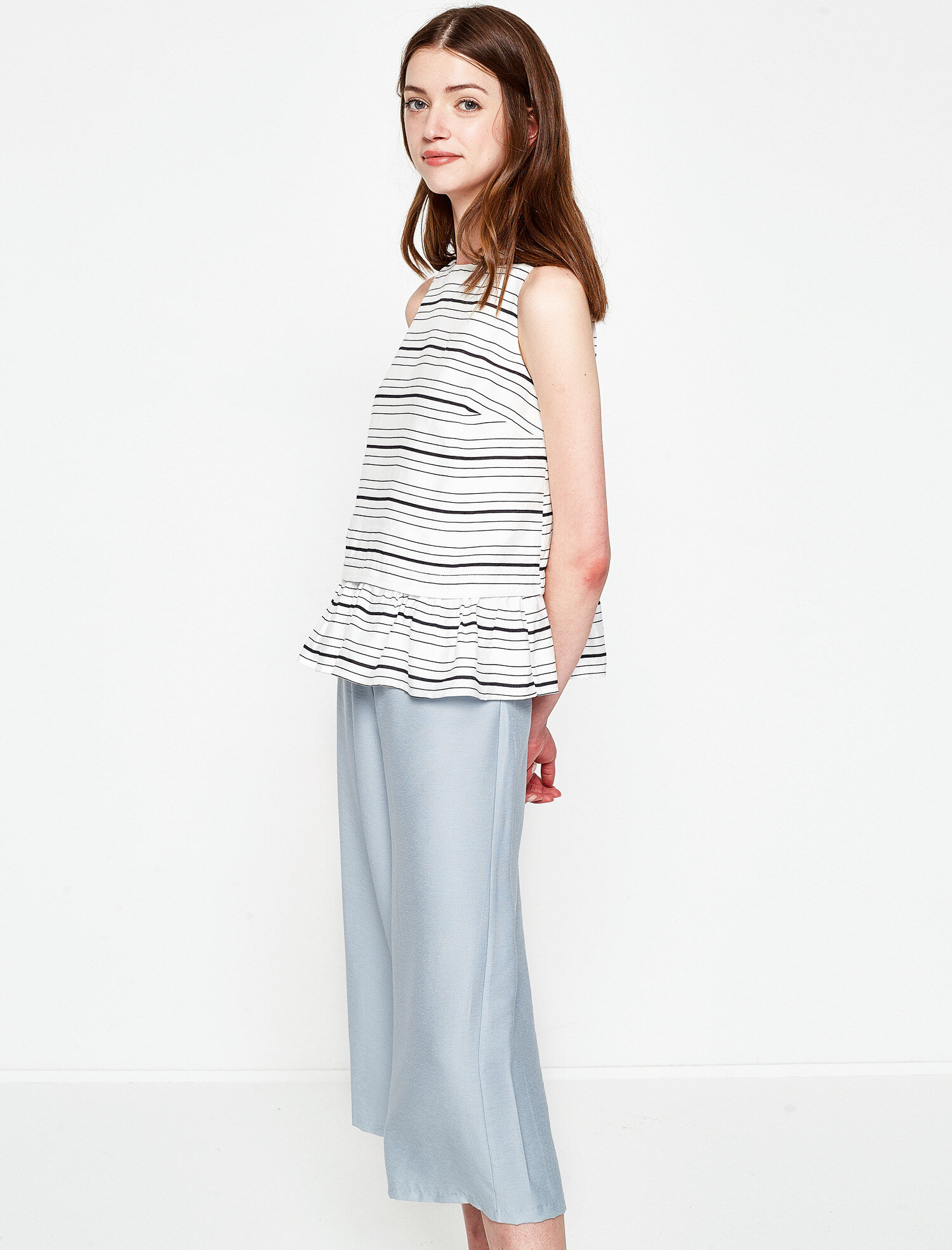   Çizgili Kolsuz Bluz