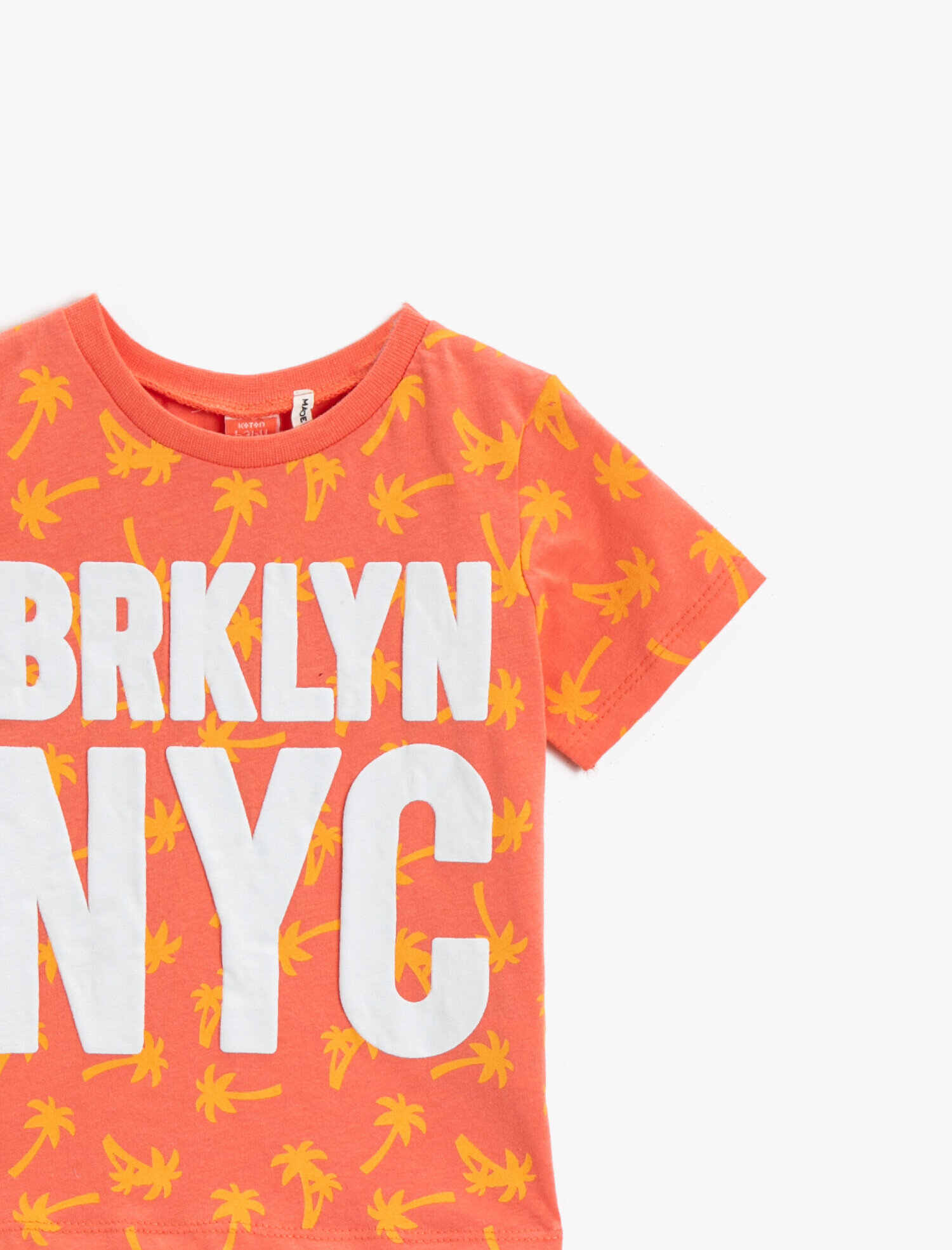  Erkek Bebek Yazılı Baskılı Tişört Bisiklet Yaka Pamuklu