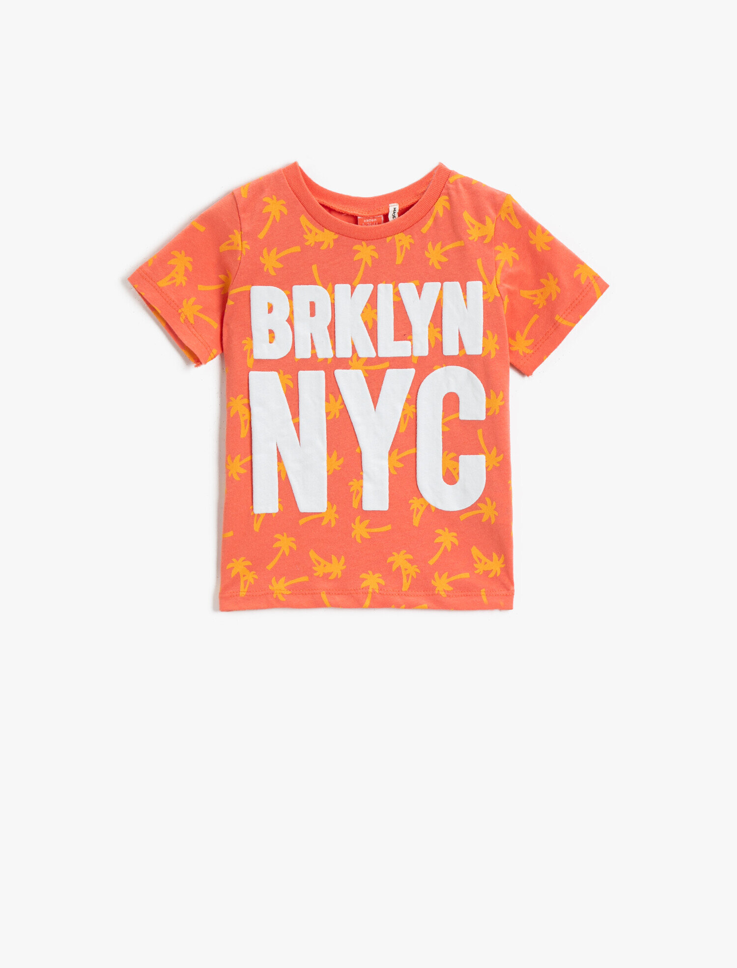  Erkek Bebek Yazılı Baskılı Tişört Bisiklet Yaka Pamuklu