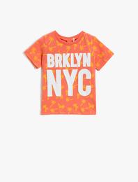 Yazılı Baskılı Tişört Bisiklet Yaka Pamuklu