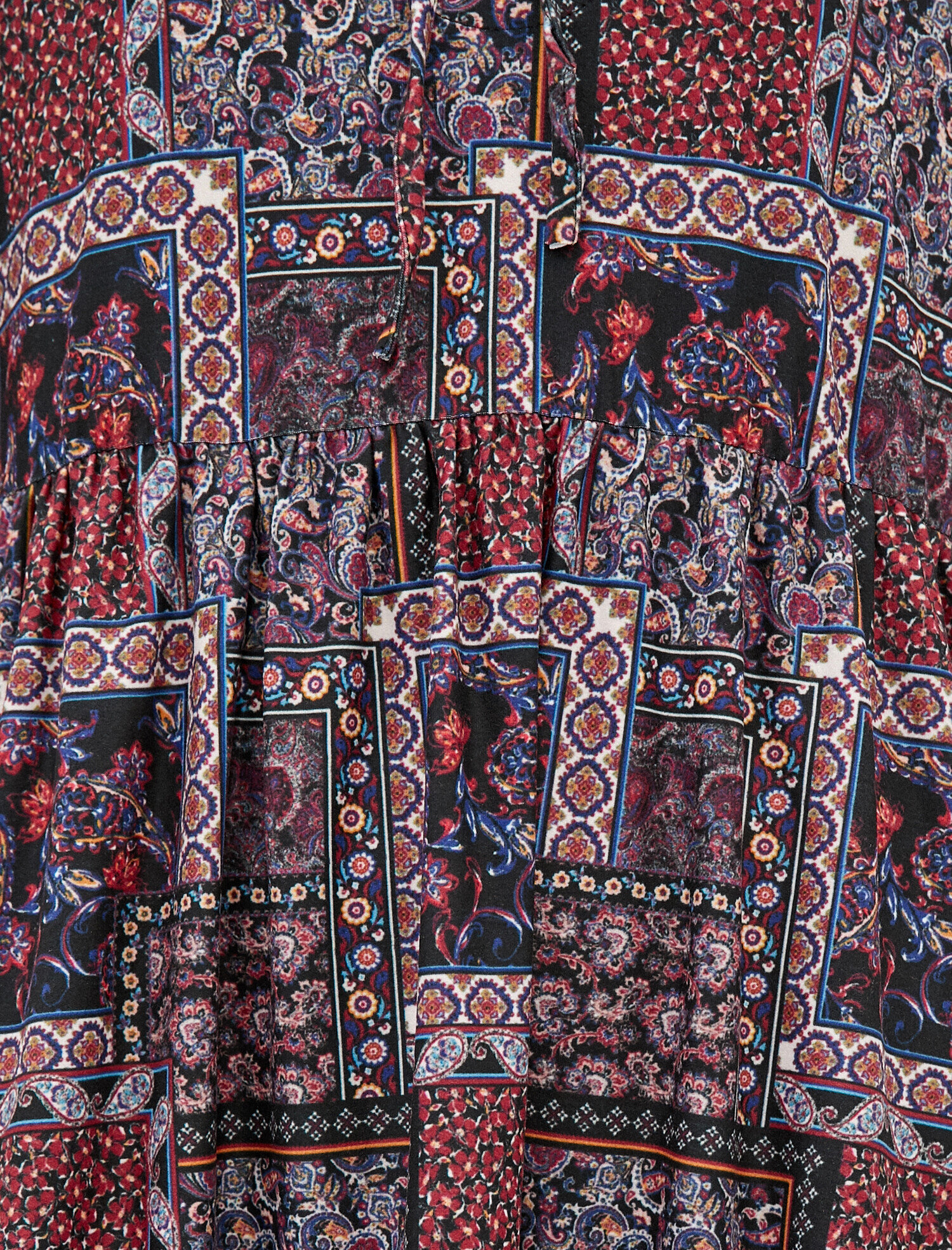   Şal Desenli Elbise 3/4 Kol Mini