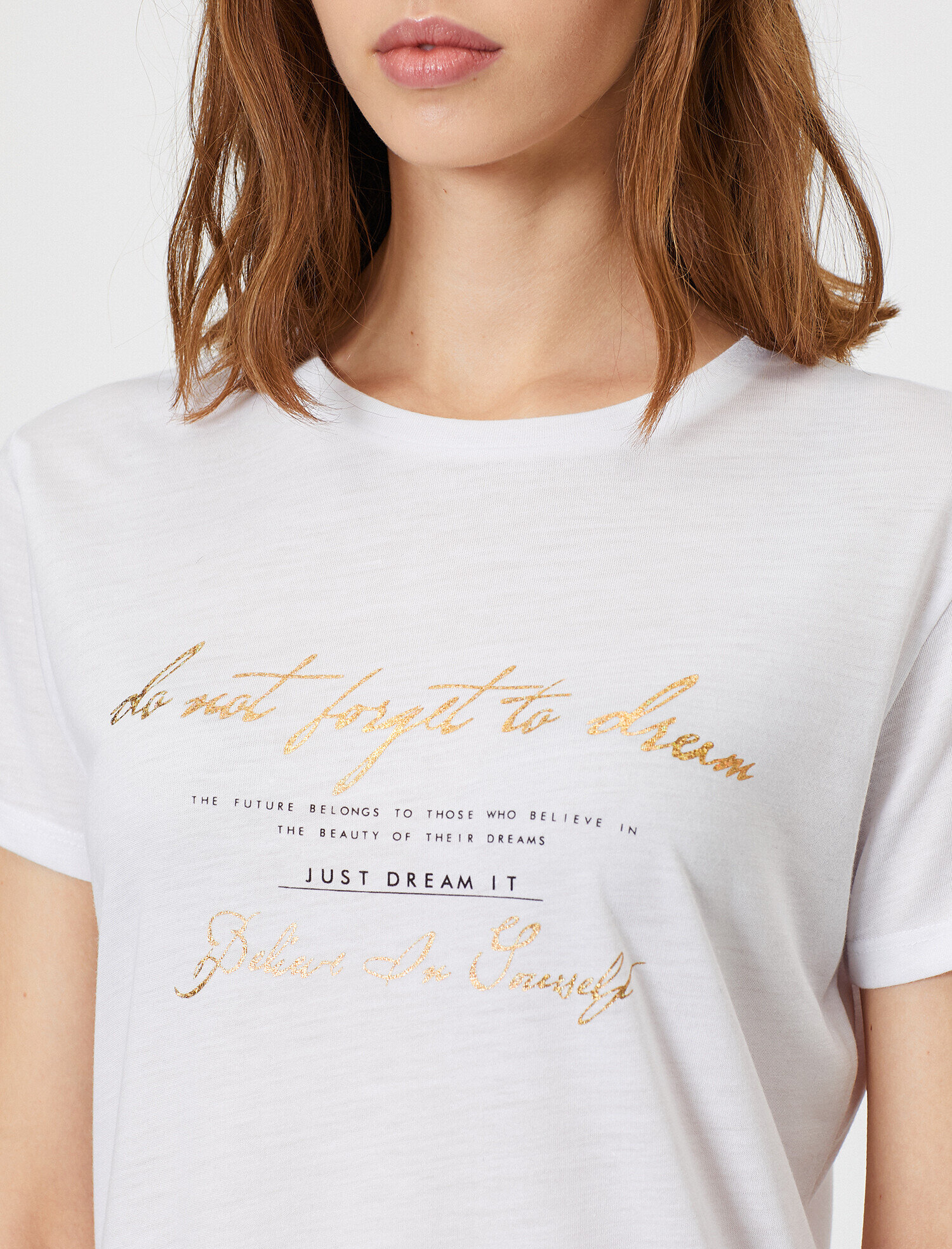   Slogan Baskılı Bisiklet Yaka Kısa Kollu Tişört