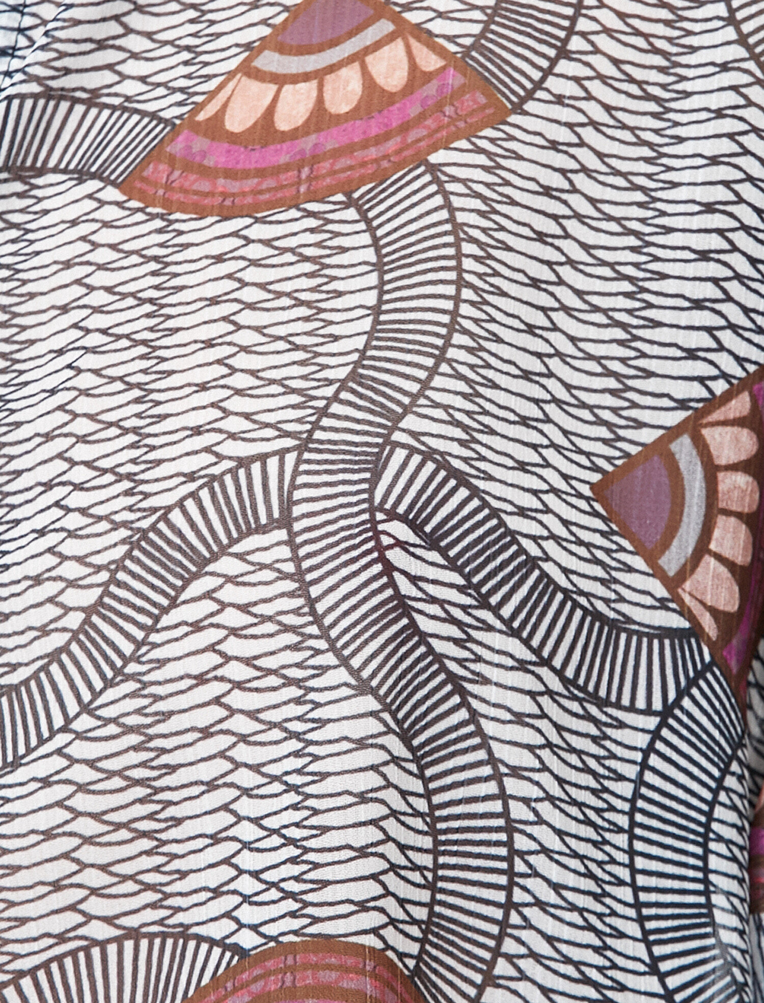   Fırfır Detaylı Geometrik Desen Uzun Kollu Gömlek