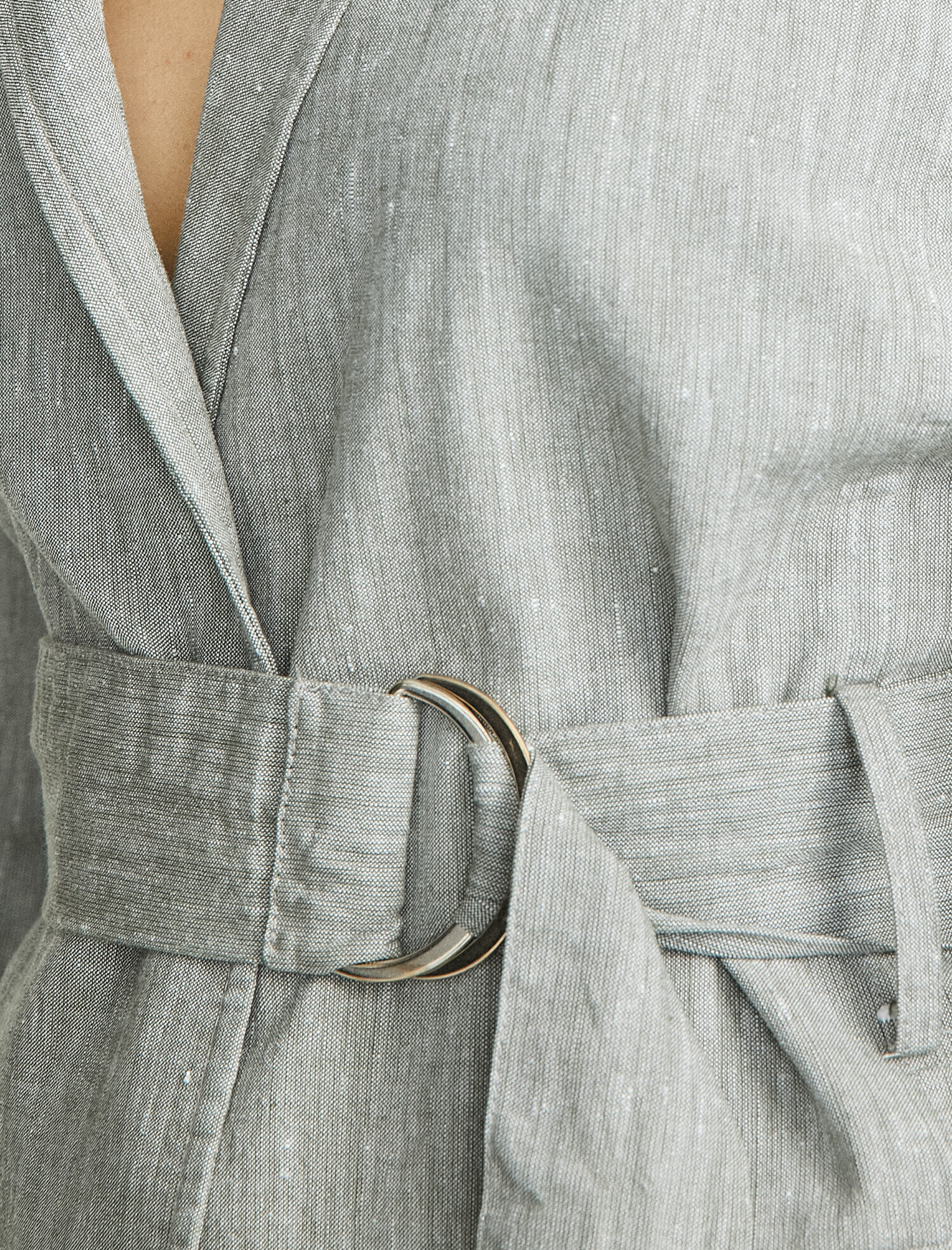   Keten Beli Bağlamalı Ceket