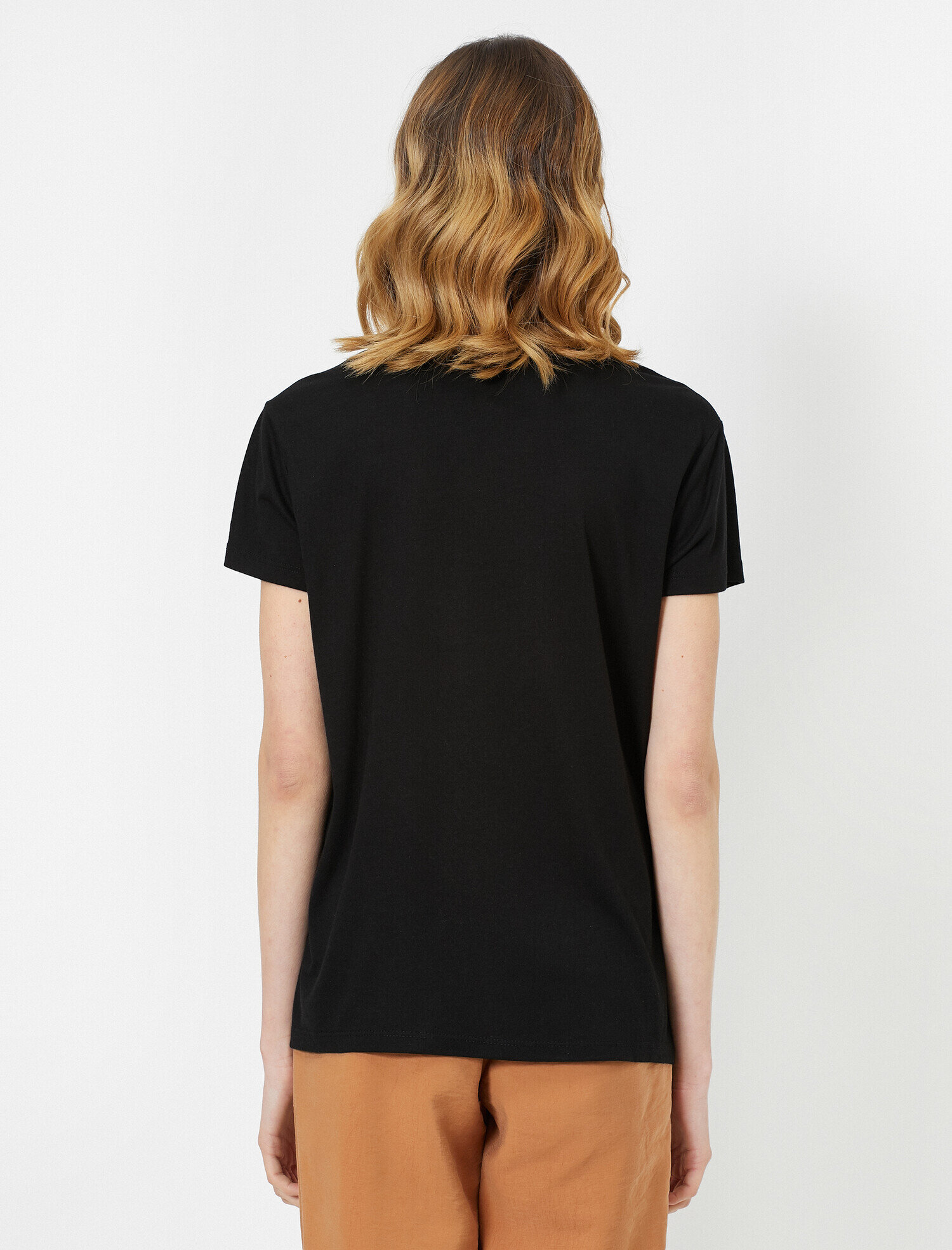   Yazı Baskılı Şal Desenli Tişört