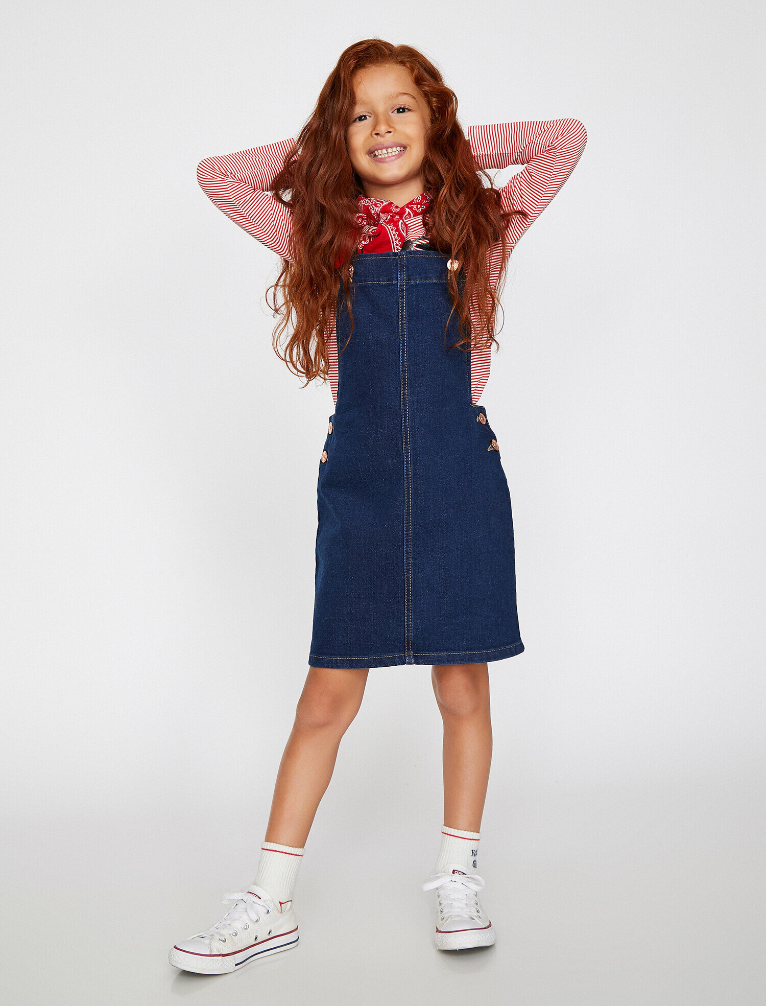  Kız Çocuk Salopet Jean Ayarlanabilir Askılı Pamuklu