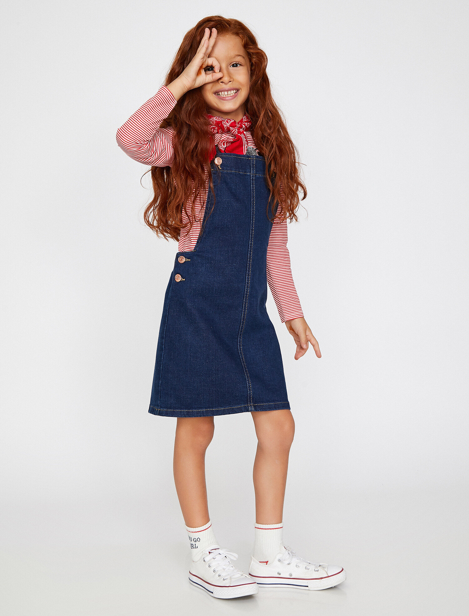  Kız Çocuk Salopet Jean Ayarlanabilir Askılı Pamuklu