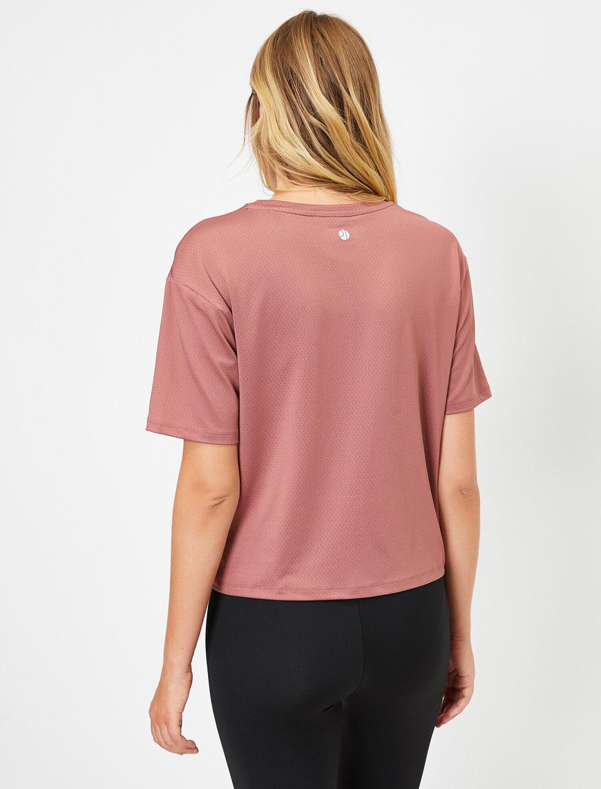   Bisiklet Yaka Kısa Kollu Bağlamalı T-Shirt