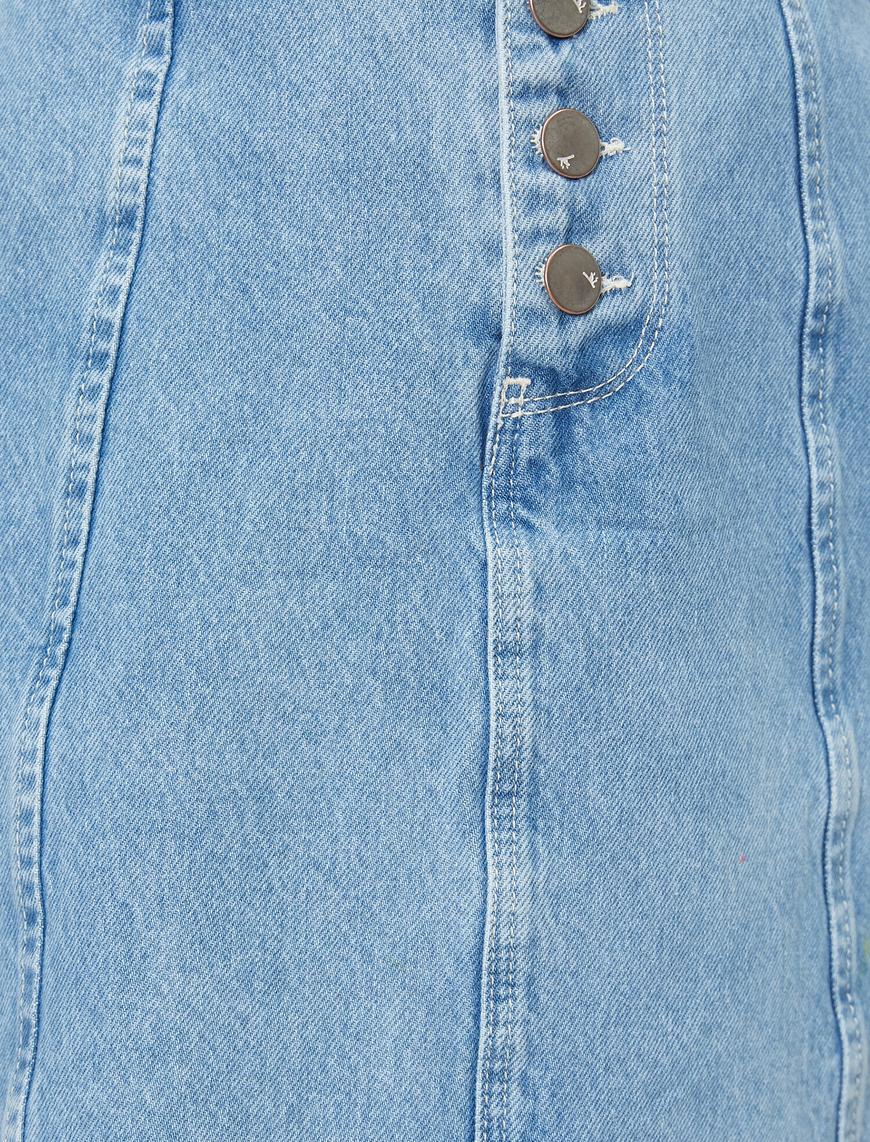  Button Detailed Jean Skirt