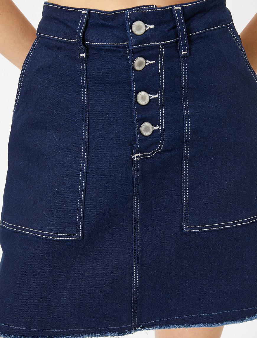   Button Detailed Jean Skirt