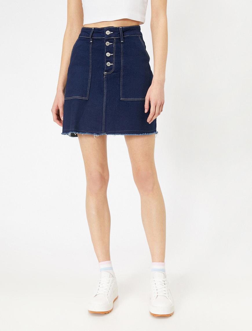   Button Detailed Jean Skirt