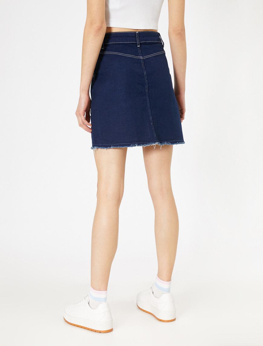   Button Detailed Jean Skirt