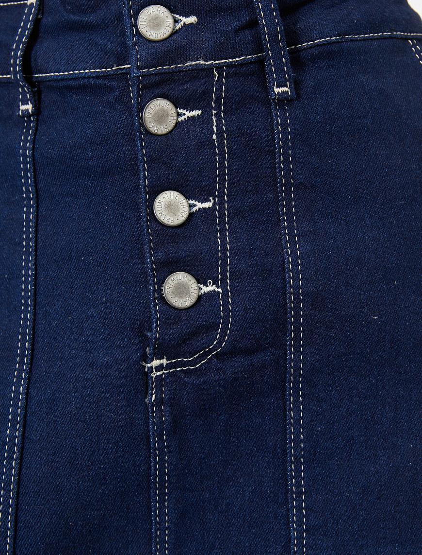   Button Detailed Jean Skirt