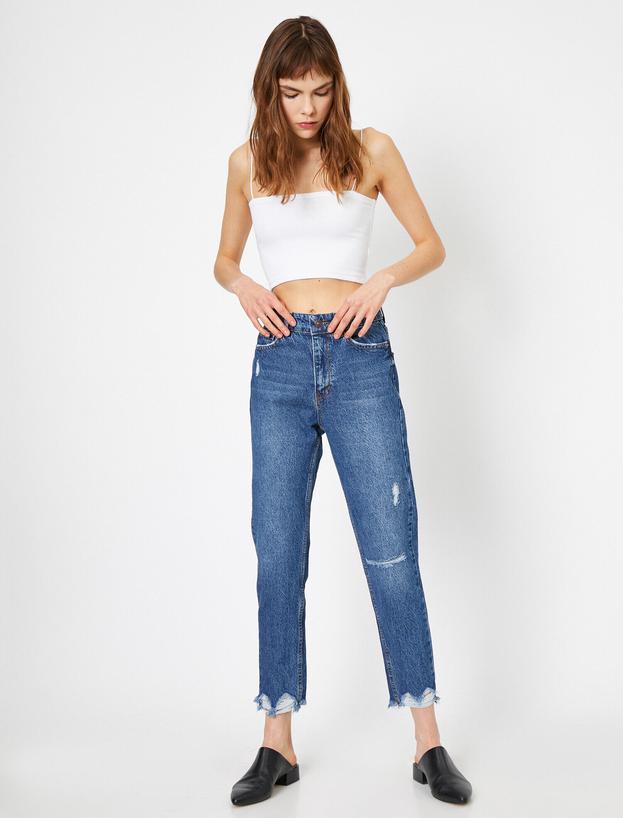 WOMEN FASHION Jeans Ripped discount 74% Blue M Lefties mom-fit jeans 