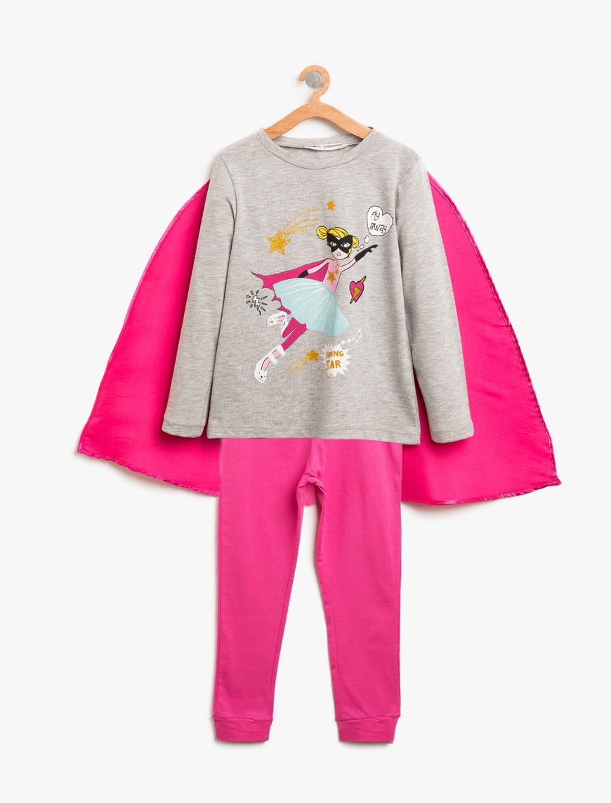  Kız Çocuk Baskılı Pijama Takım