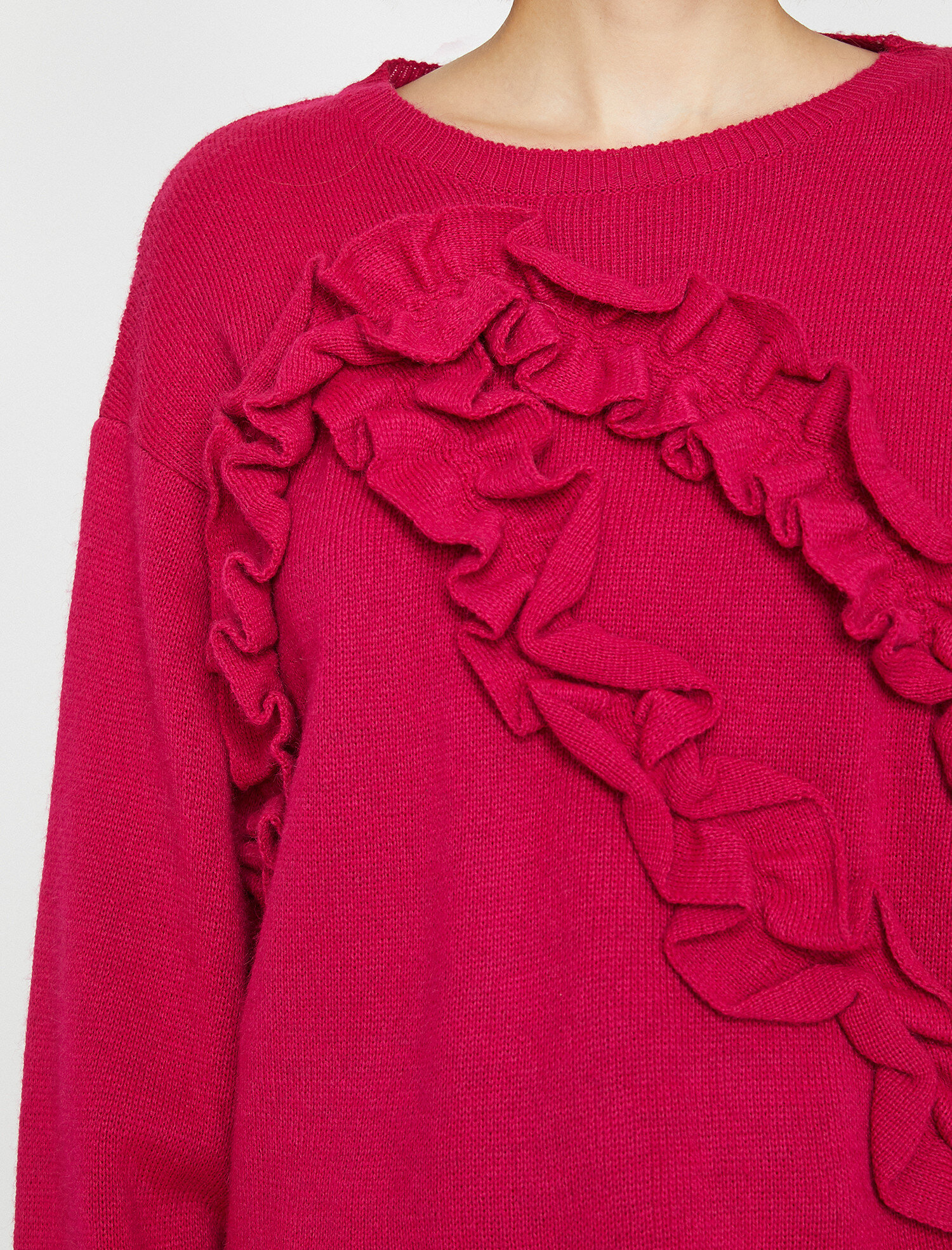 Fırfır Detaylı Triko Kazak