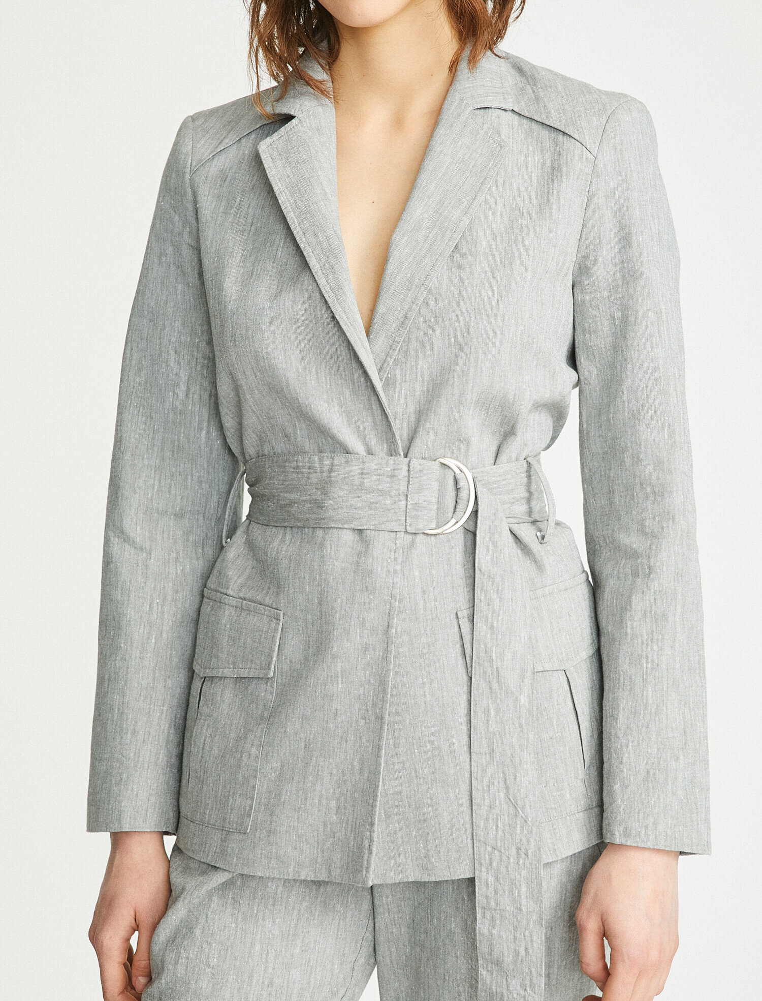   Keten Beli Bağlamalı Ceket