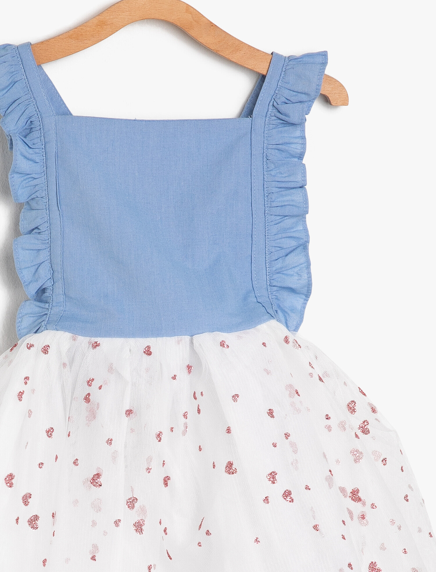  Kız Çocuk Tül Detaylı Jean Elbise