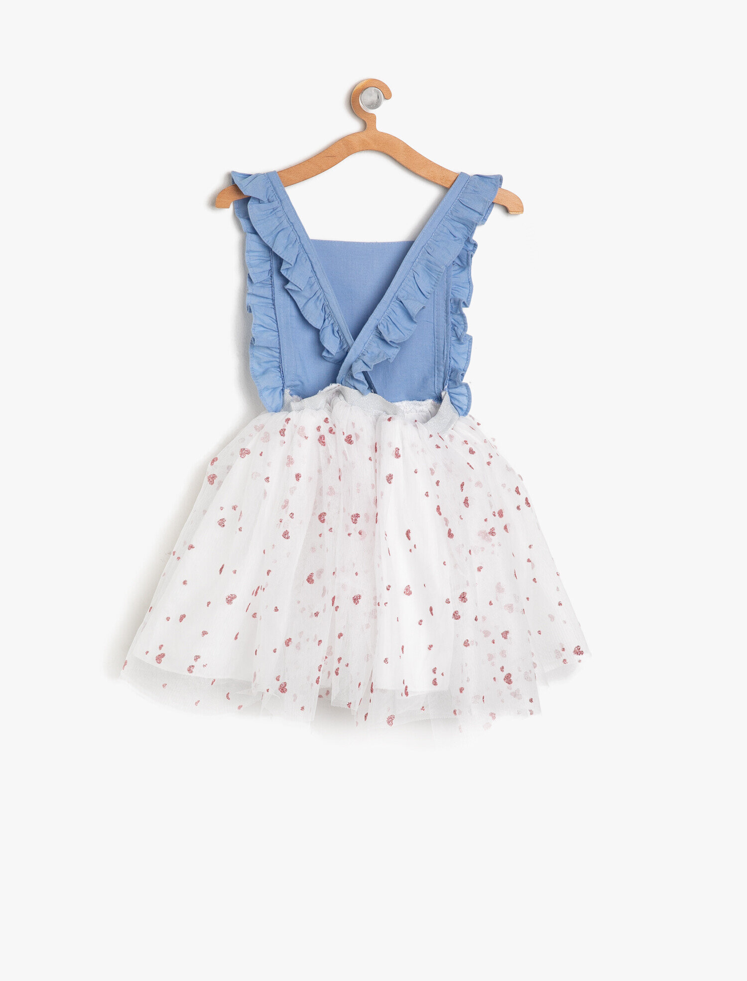  Kız Çocuk Tül Detaylı Jean Elbise