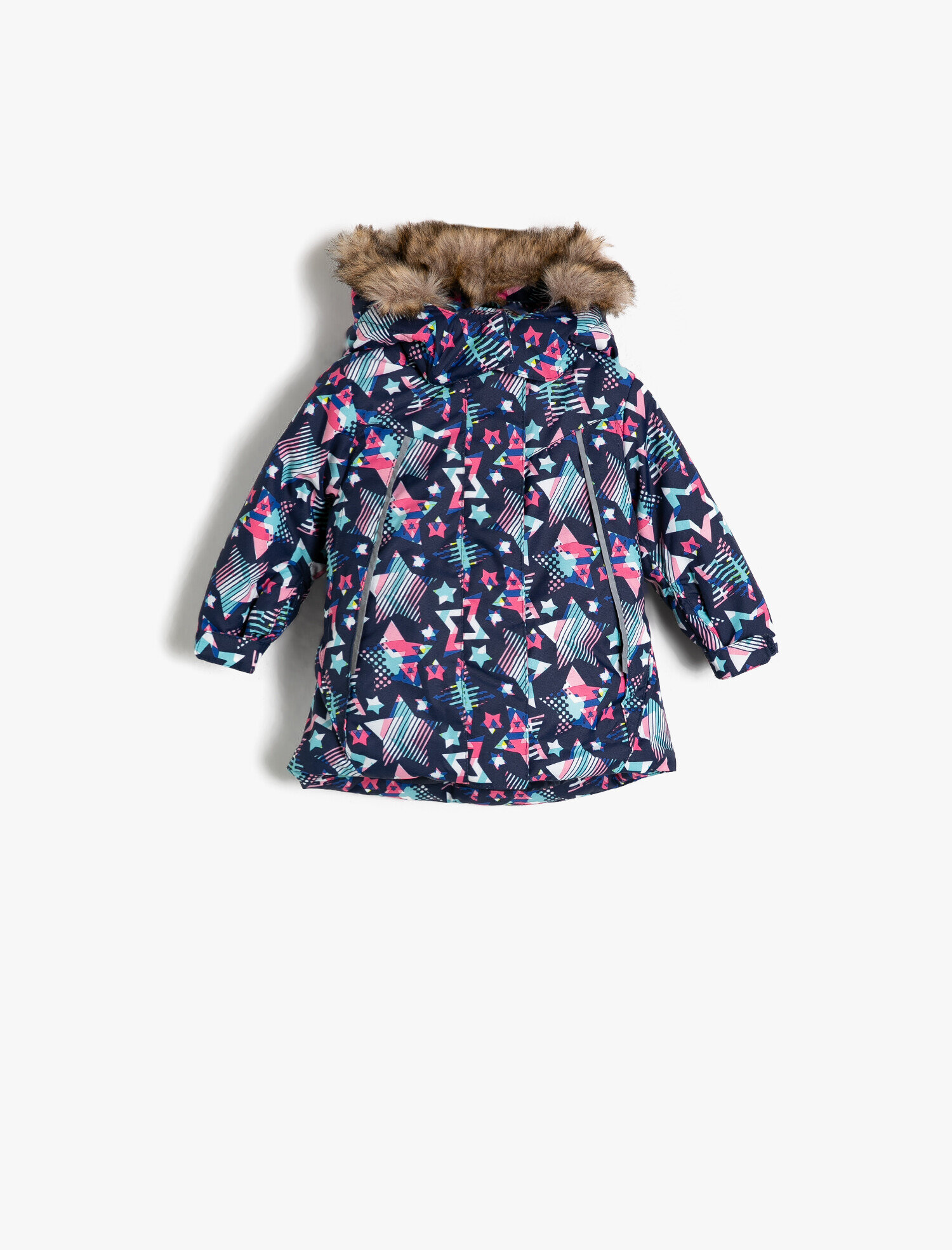  Kız Bebek Suni Kürk Detaylı Şişme Kaban