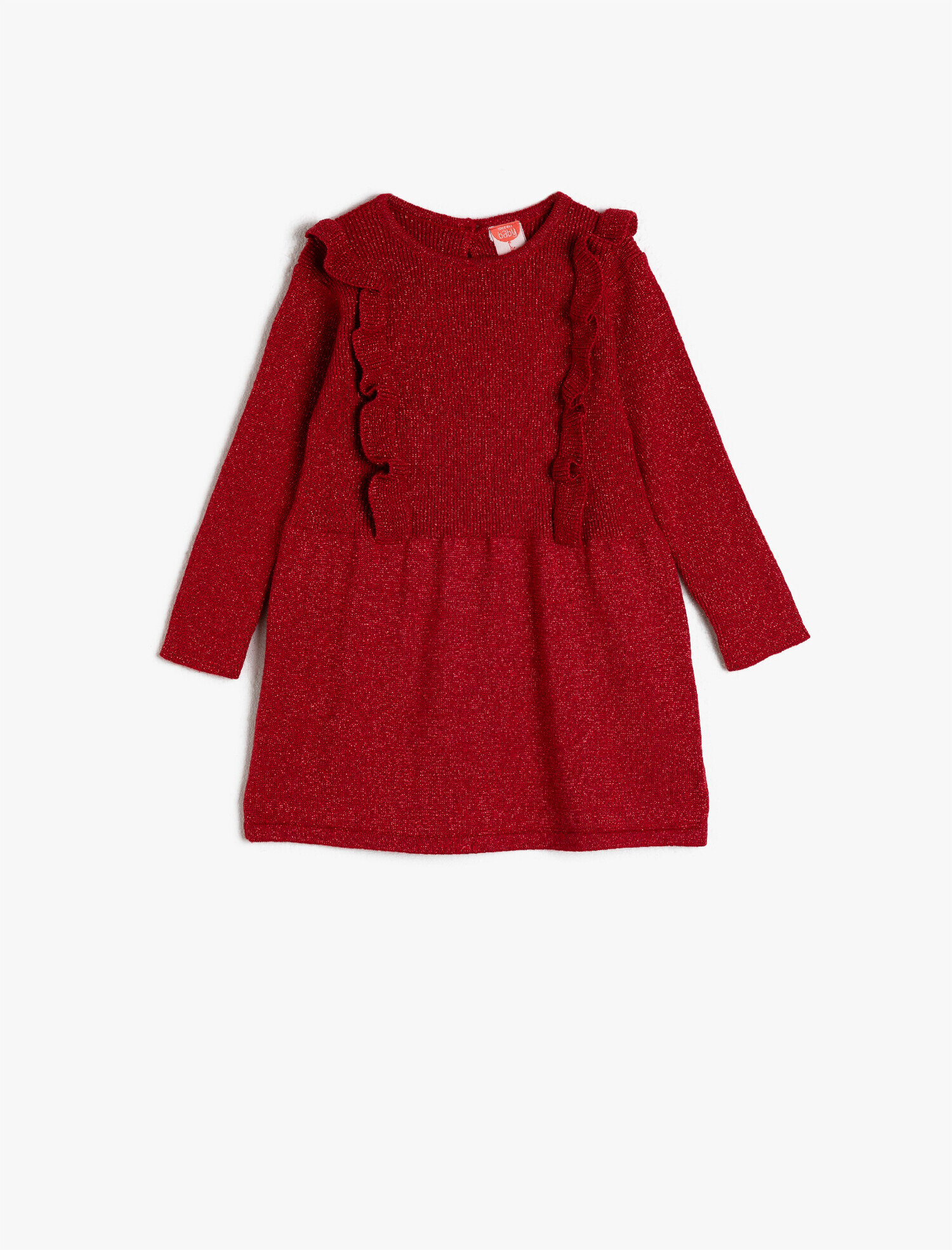  Kız Bebek Bisiklet Yaka Simli Fırfırlı Elbise