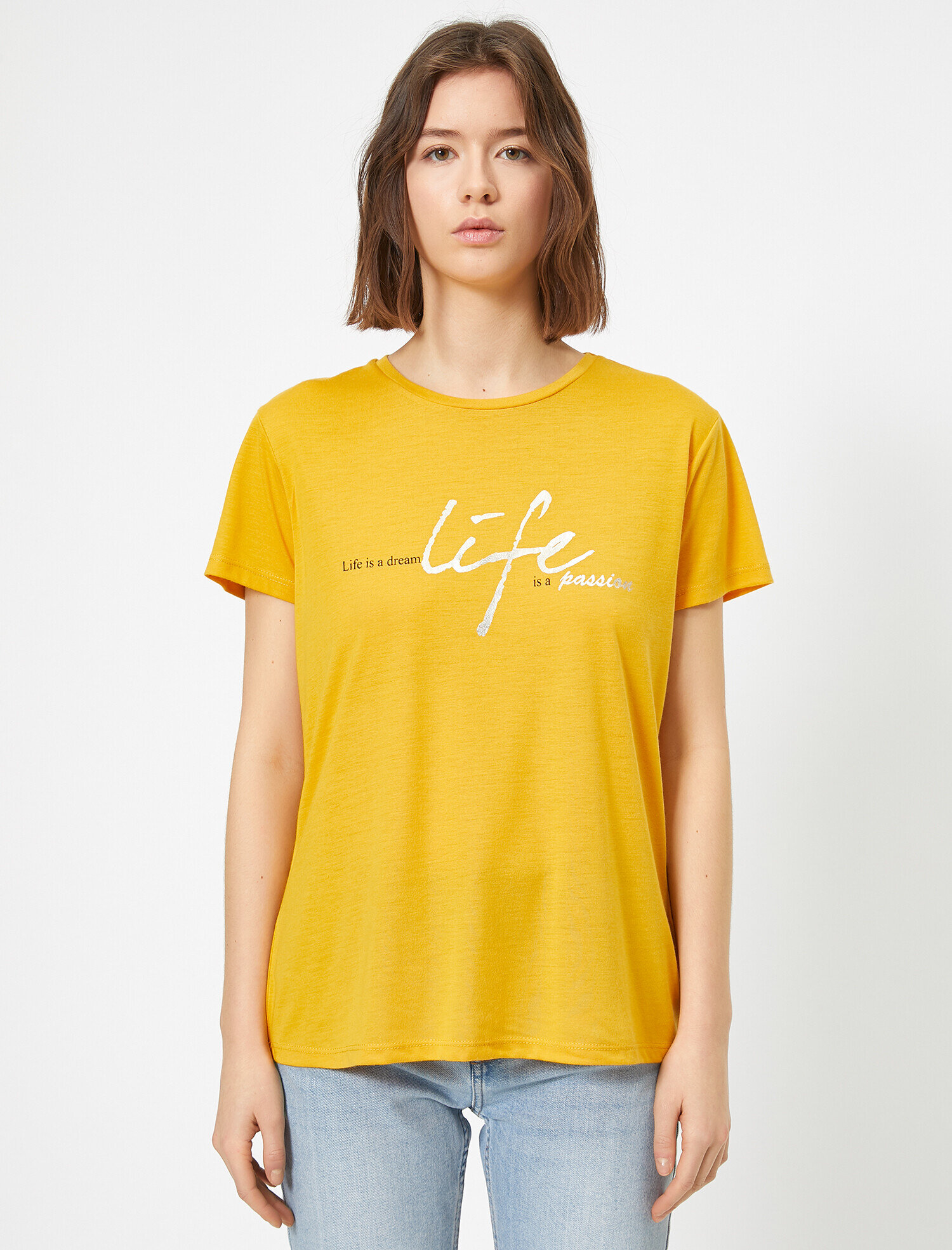   Baskılı Bisiklet Yaka Tişört