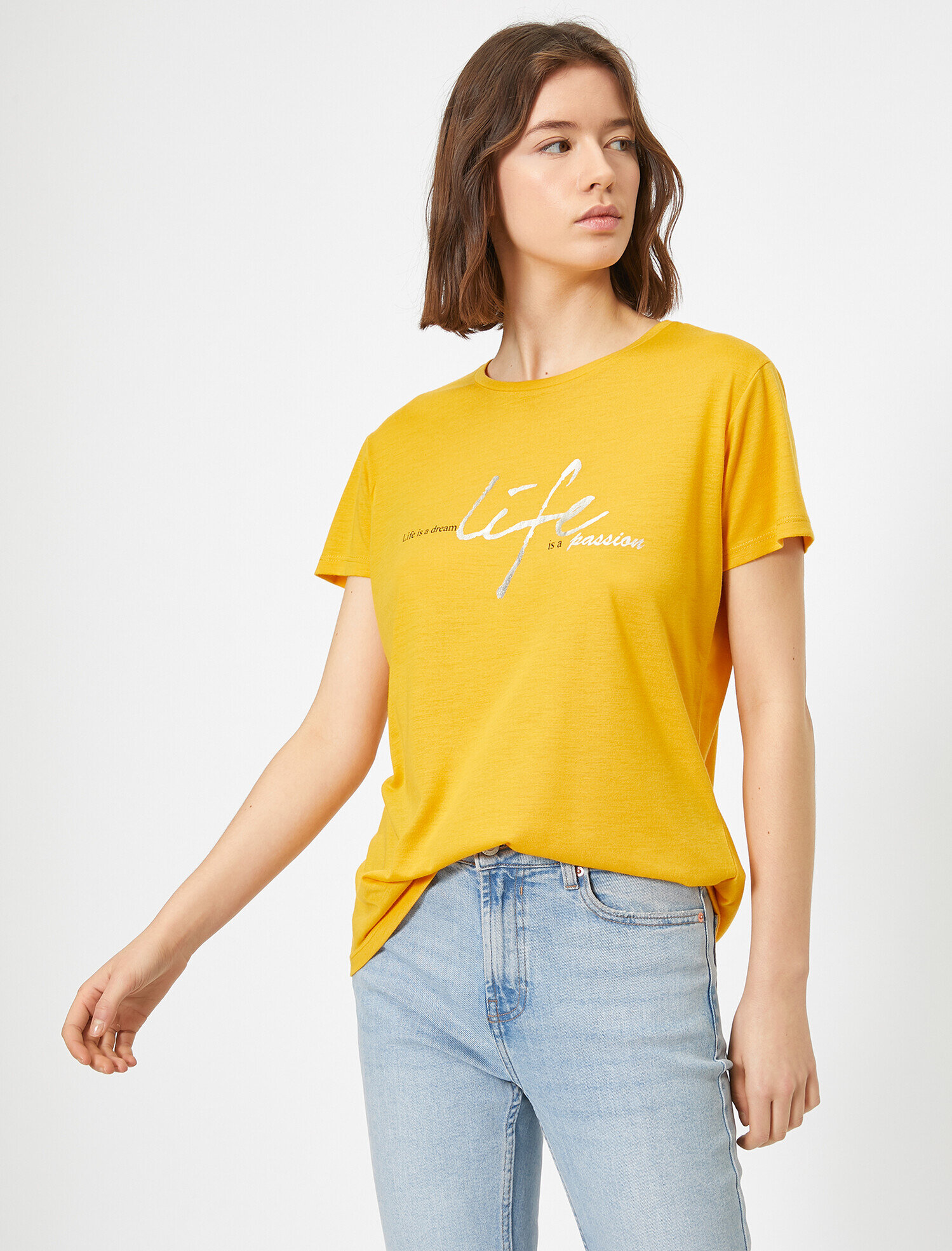   Baskılı Bisiklet Yaka Tişört